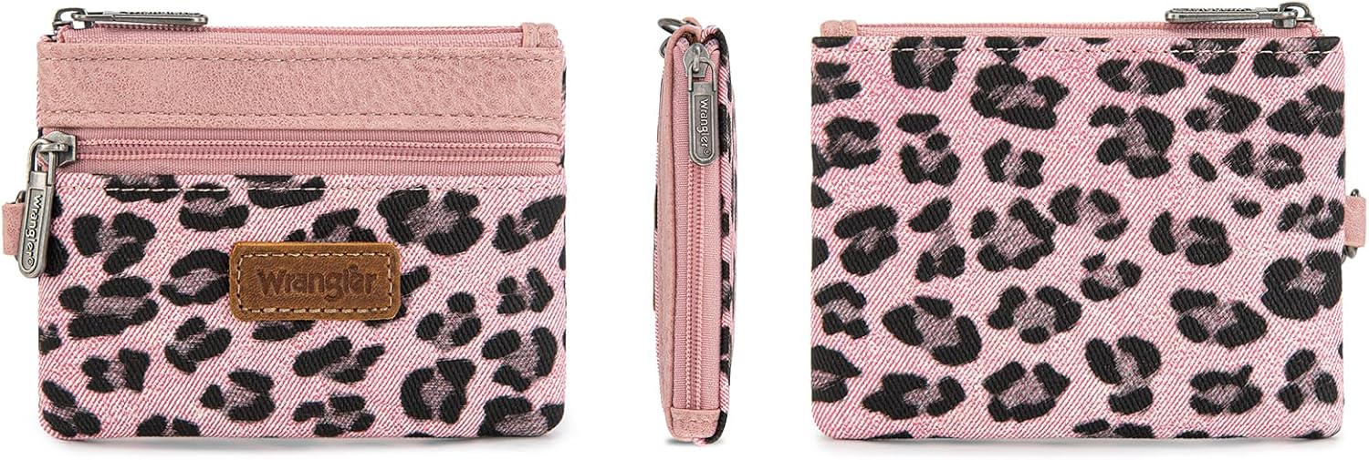 Montana West Wrangler Small Wallet for Women Leopard Print Wristlet Wallets Mini Change Pouch Pink - Image 6