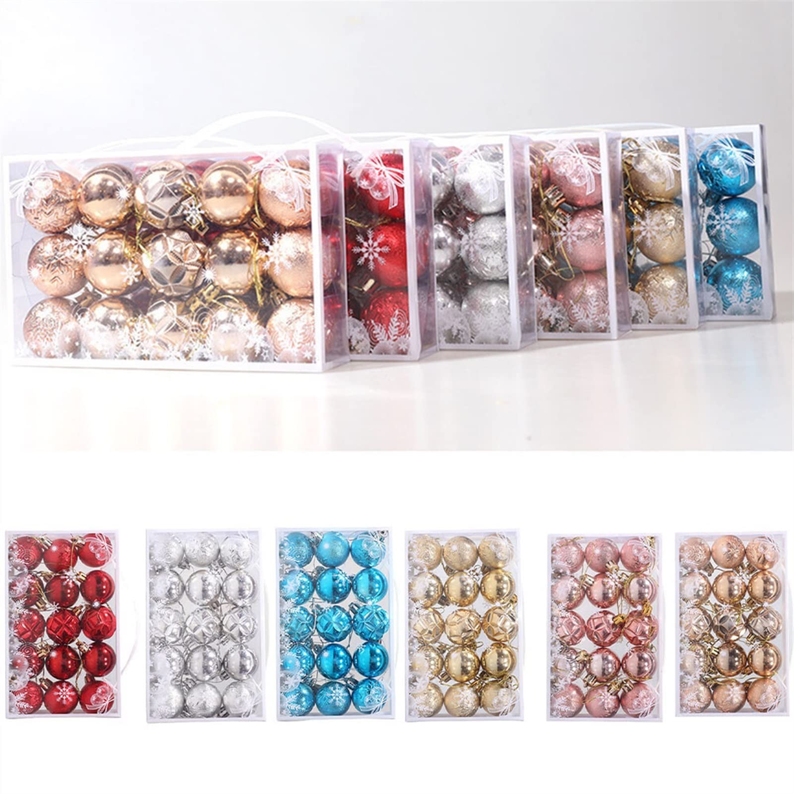 Weihnachtsschmuck, Weihnachtskugel, Weihnachtsbaumkugel, Neujahr 2021, Geschenk, Weihnachtskugel, Rot, Gold, Silber, Rosa, Blau, zum Aufhängen, für Zuhause, Party, Dekoration, 15 Stück, Weihnachtsku
