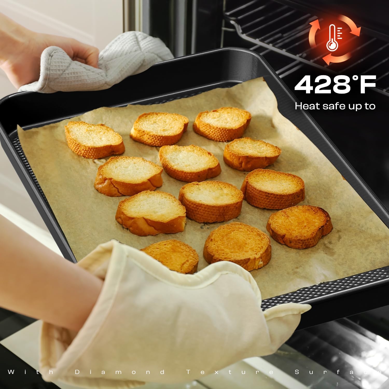 Antihaft-Backformen-Set, stapelbar, ungiftig, Schwarz, 12-teilig | Ofenfestes Backformen-Set mit Gestell und Küchenutensilien, Keksblech-Set, Kuchenform, Muffinform, Kastenform, Bräter