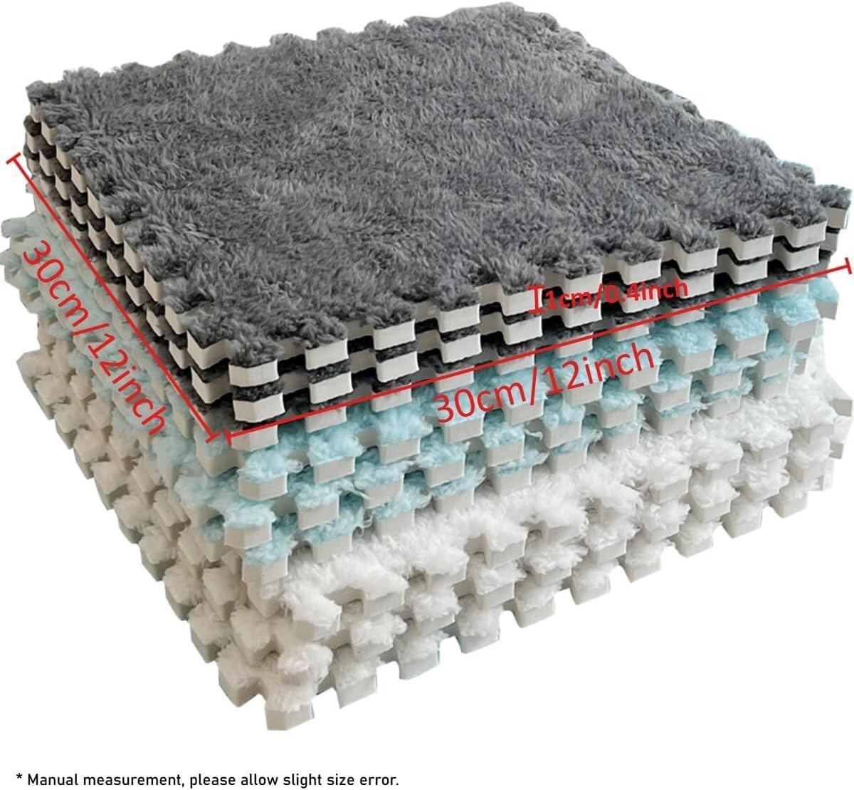 12個/24個 12x12x0.4インチ EVAプラッシュフロアタイルマット 厚手で暖かいインターロッキングパズルエリアラグ クロー