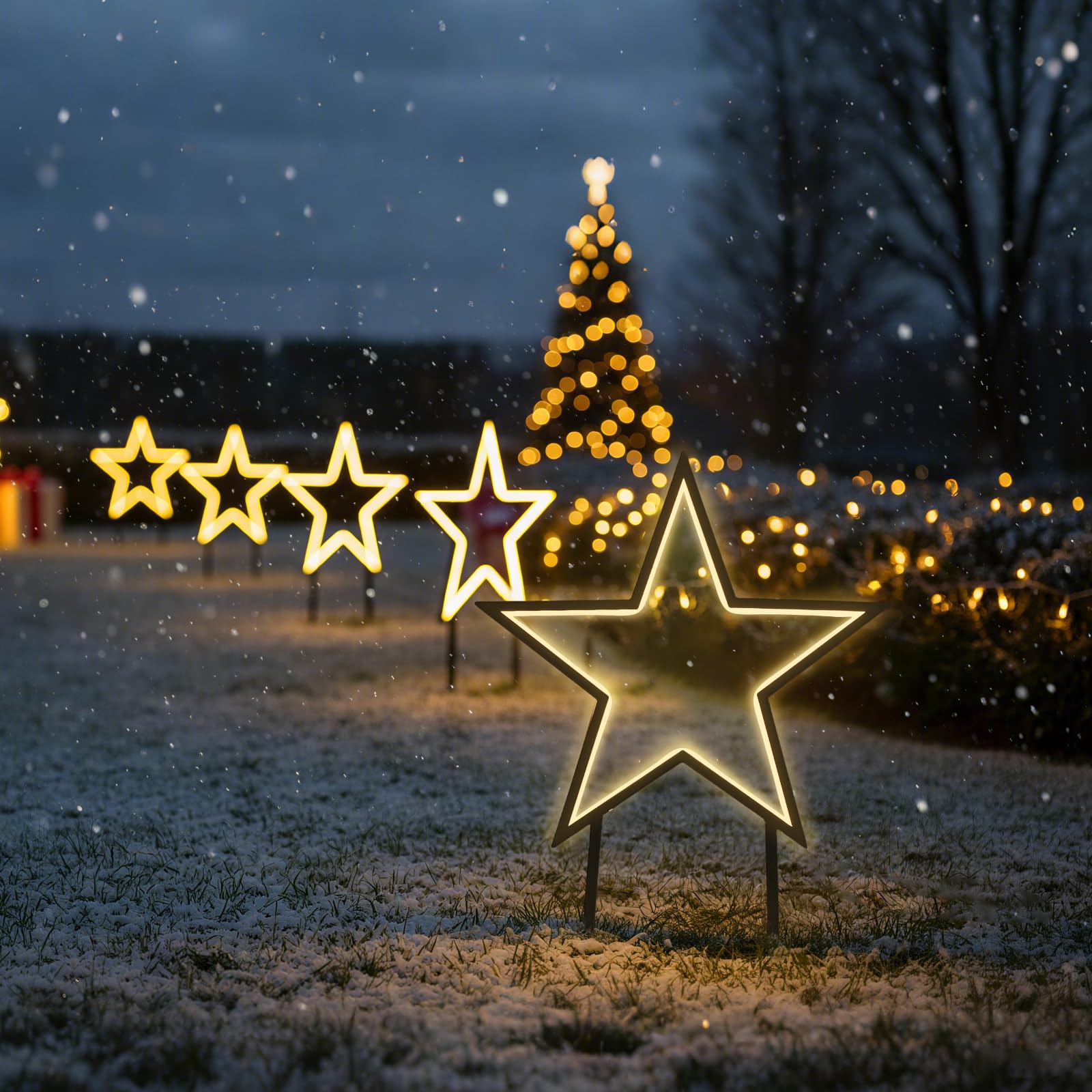 SALCAR LED Gartenstecker Stern Metall mit Erdspie