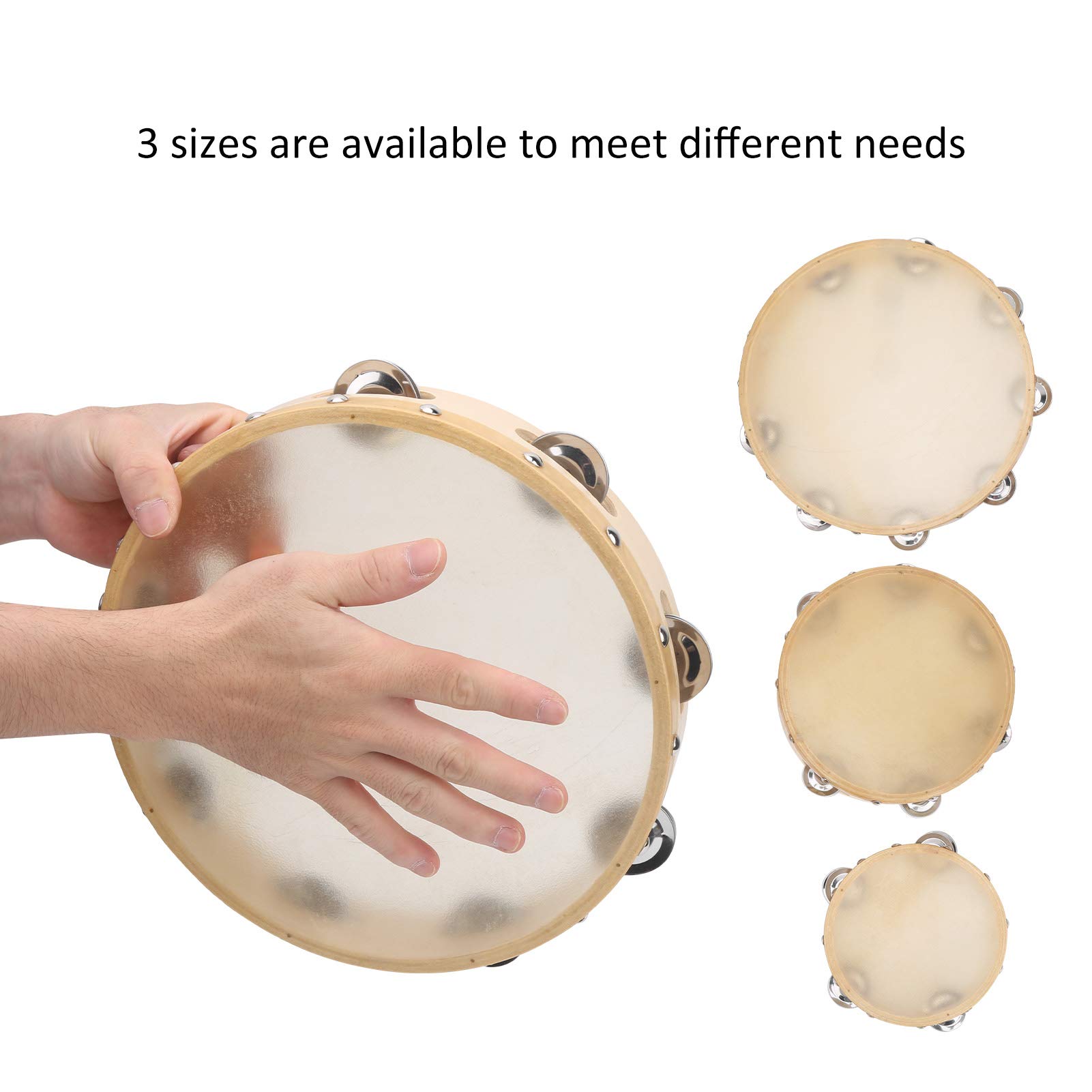 Amazon.com: Tambourine Drum, Wood Handheld Tambourine, 10 Inch/ 8