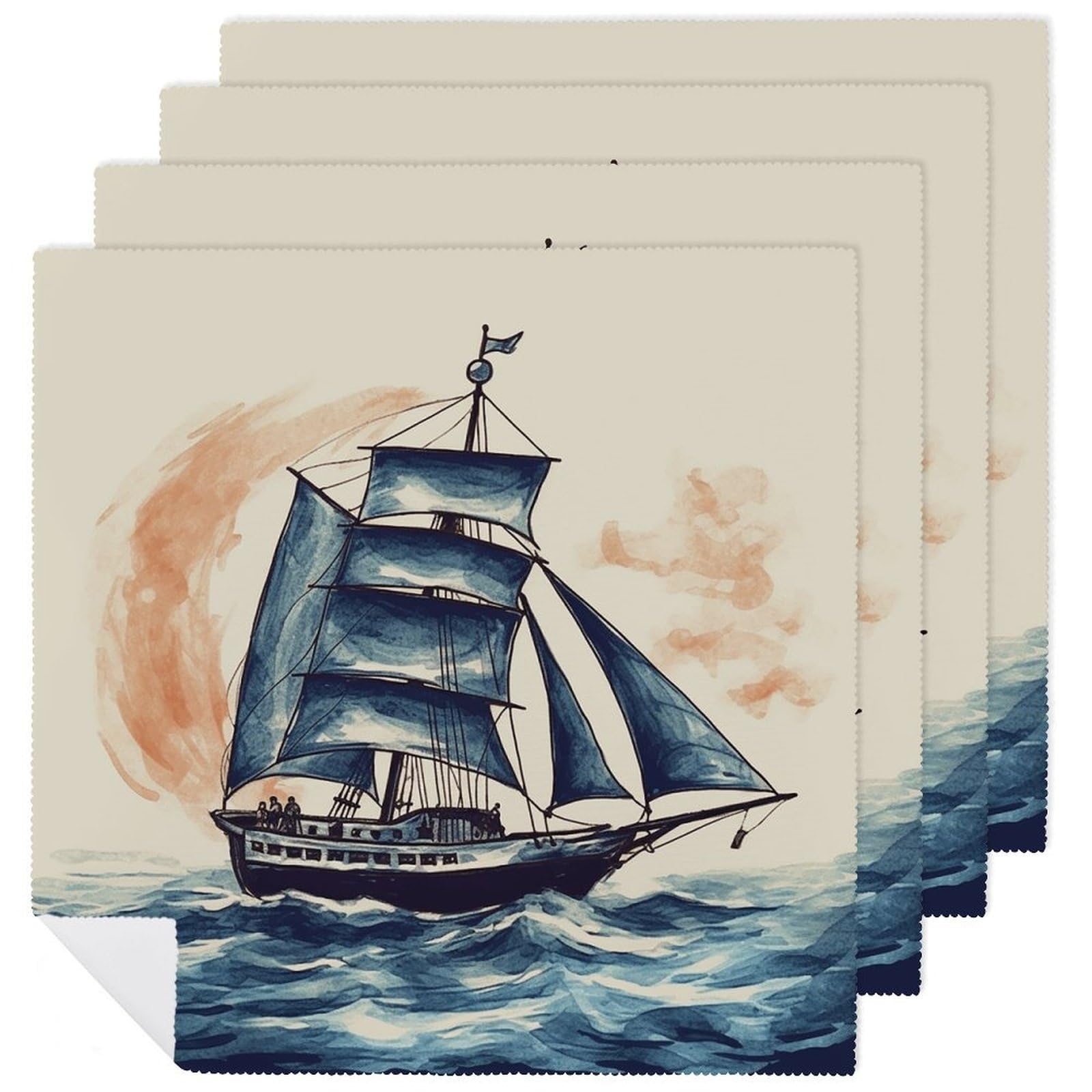 Serviettes en tissu nautique lavables pour décoration de table de fête et quotidien