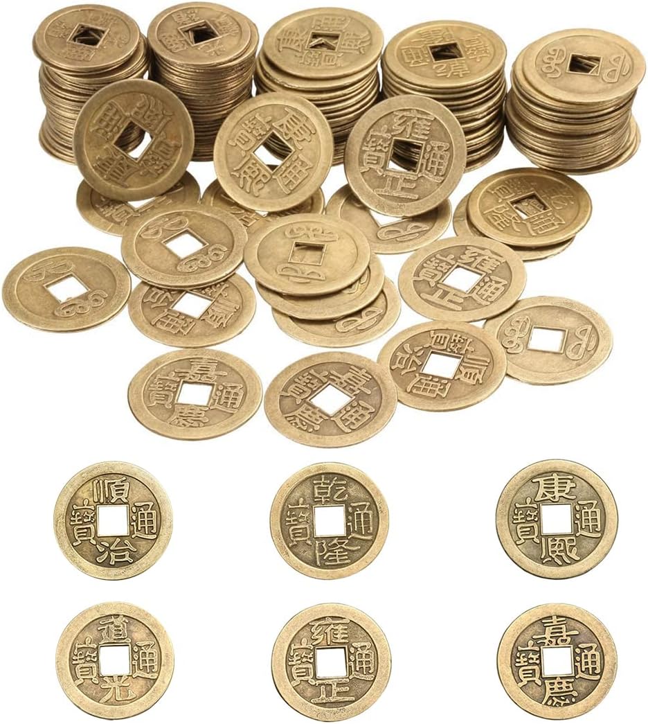 50 Pieces 2cm Chinese Coins Feng Shui I-ching Coins Good Luck Fortune Coins for Health Success and Wealth