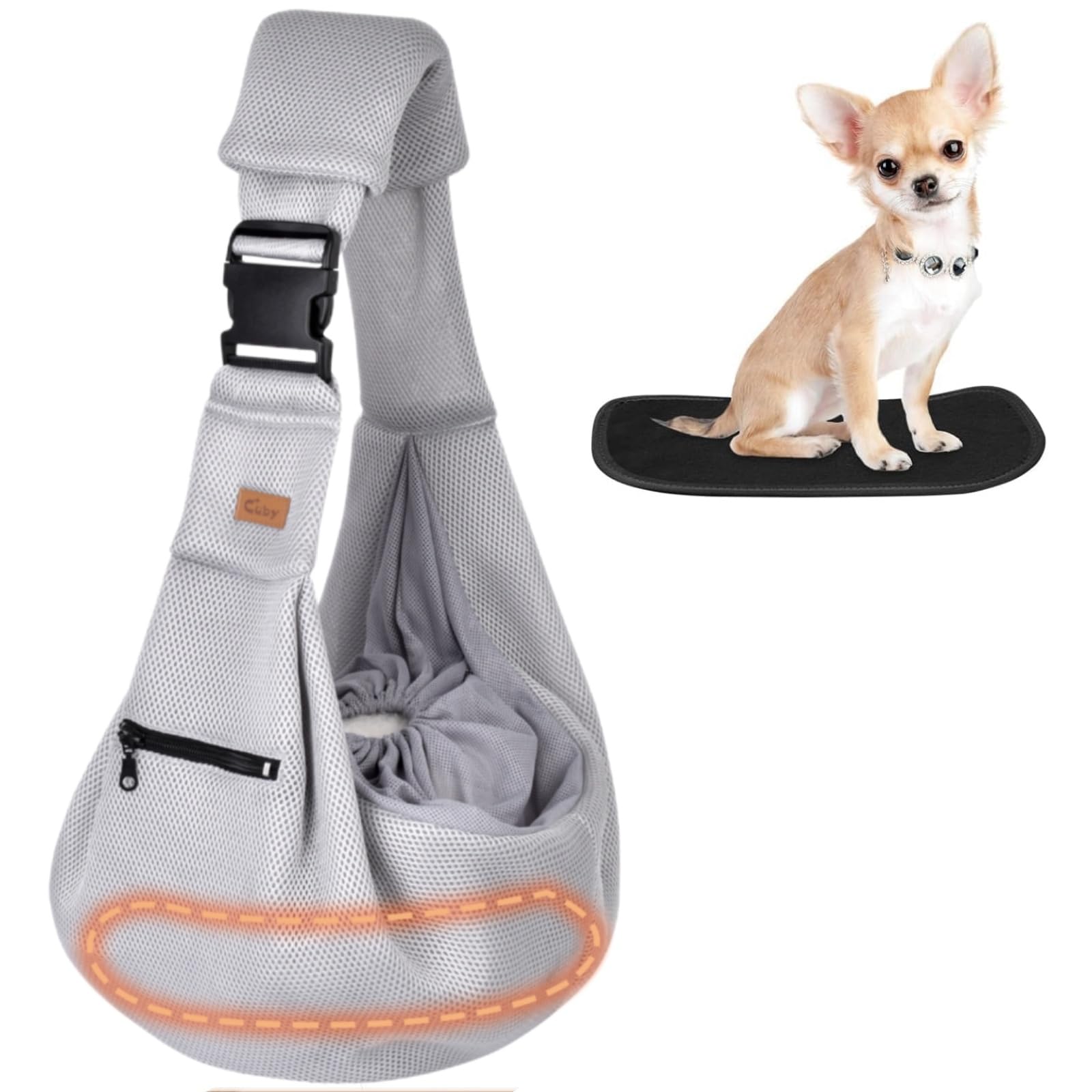 Bolsa para gatos CUBY con correa de hombro ajustable y alfombrilla de verano lavable