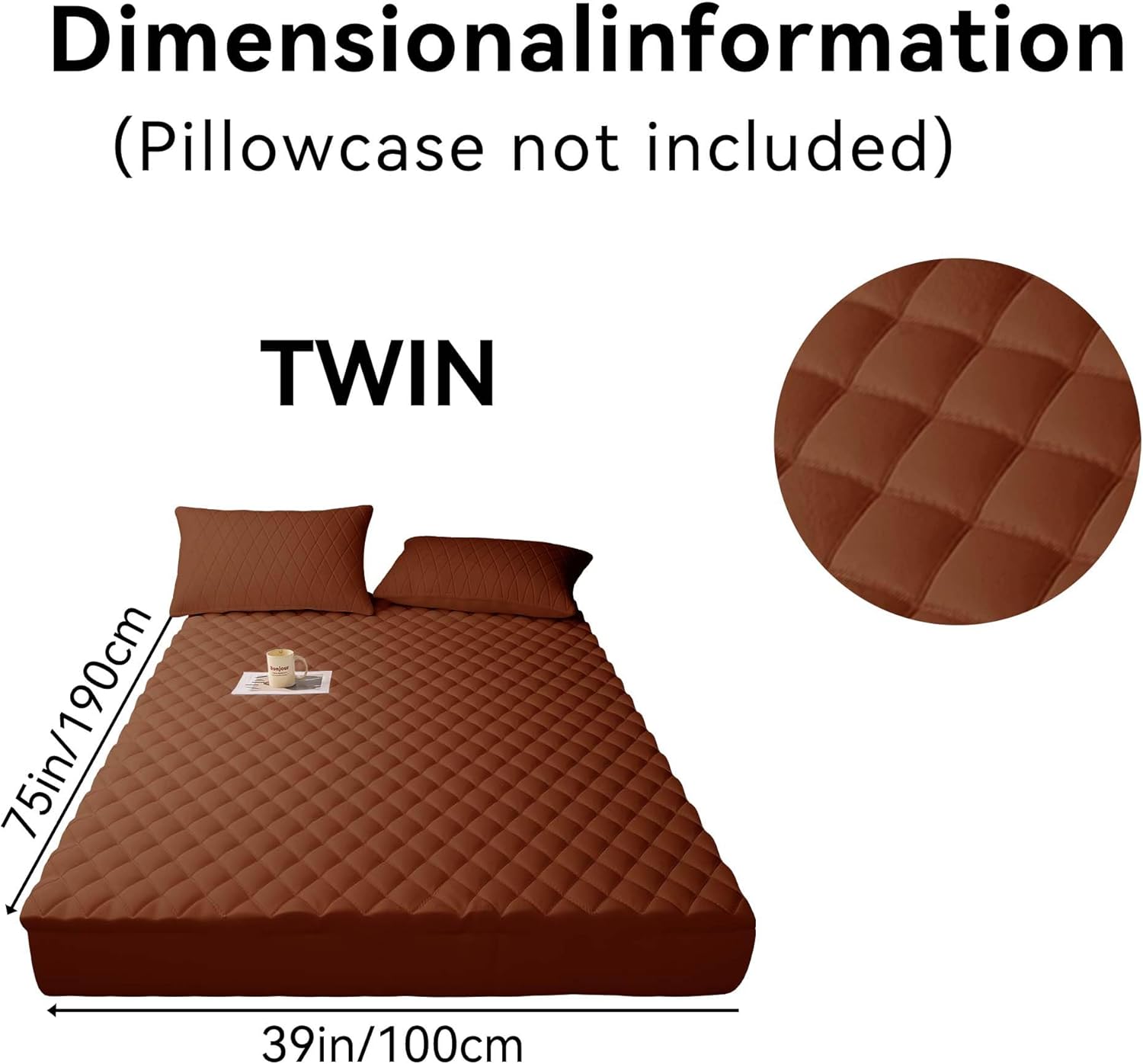 Mattress Protector Waterproof Mattress Protector Full Size 2 Pack Mattress Bed Cover Super Soft Breathable Machine Washable Cover for Home, Bedroom, Hotel (Brown, Twin)