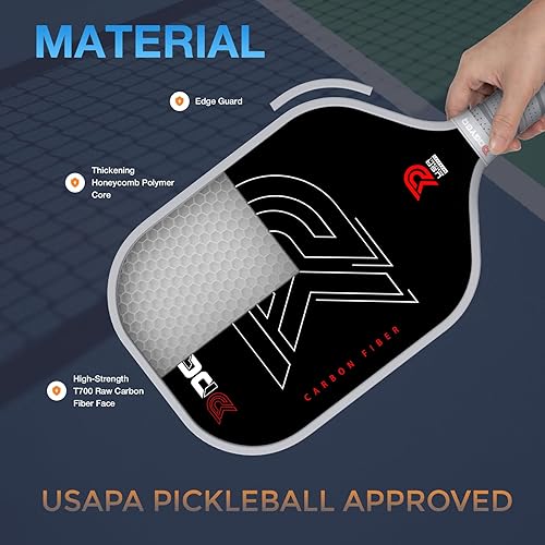 Miniatura 2 de Pickleball Paddles - Professional Carbon Fiber Paddle with Honeycomb Core Pickleball Rackets - Lightweight Precision & Enhanced Shock Absorption for