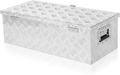 Miniatura 2 de Caja de herramientas de aluminio para camión de 30" L x 14" W x 10" H, caja de herramientas con placa de diamante para remolque, camioneta,