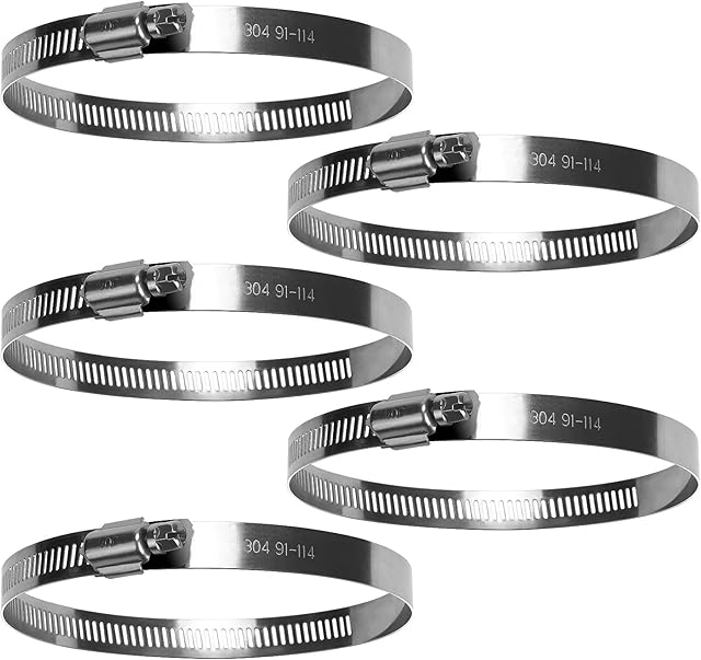5 Pack Jubilee Clips Hose Clips 91-114 mm Adjustable Ducting Clamps for Securing Hoses and Pipes Tube