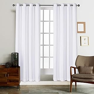 Tiny Break White Cotton Curtains - Solid & Thick Window/Door Curtains 84...