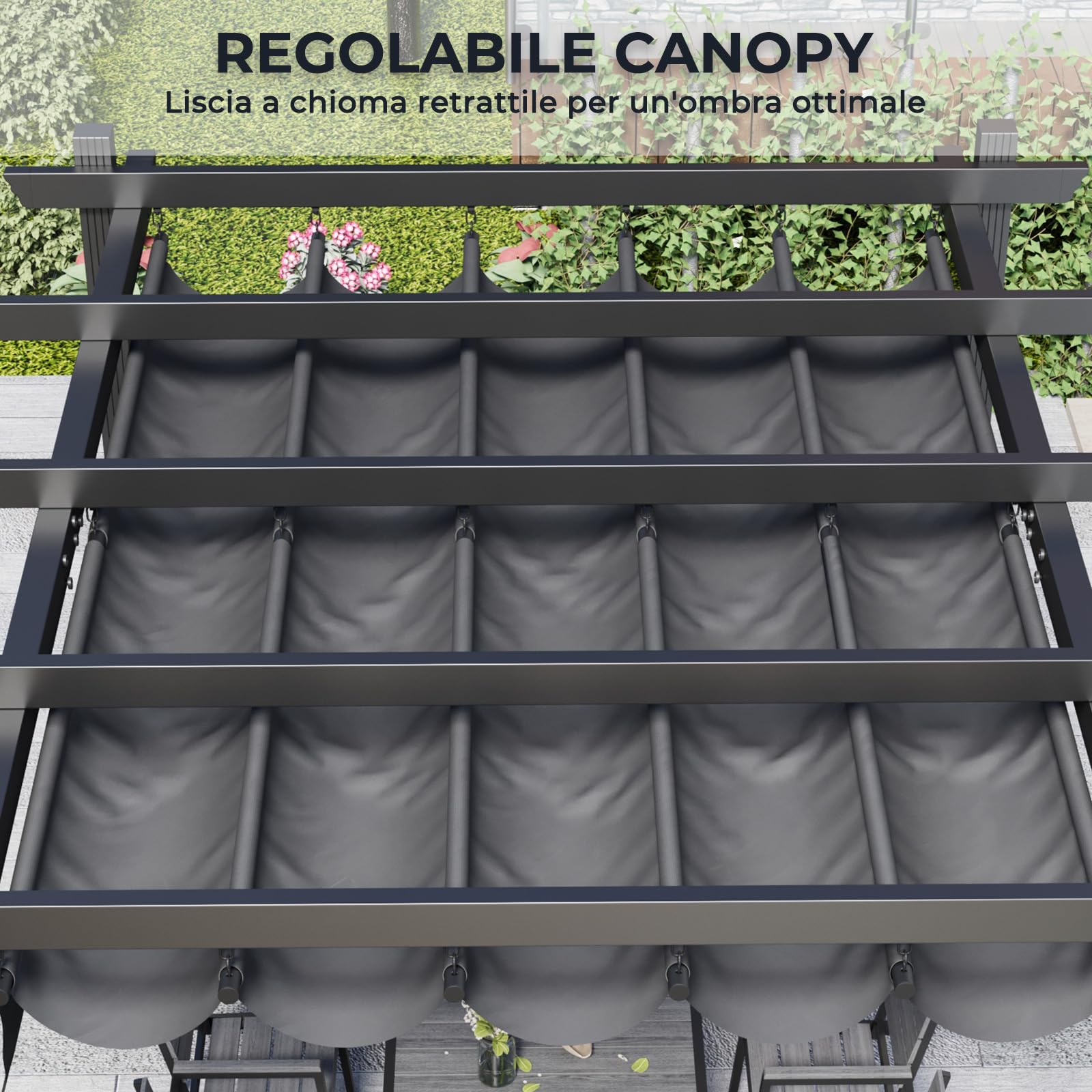 Devoko Gazebo Pergola 3x4, Pergolato Bioclimatico UV50+, Giardino Terrazzo, Nero