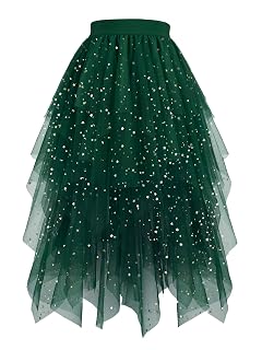 Hanpceirs Women's Tulle Skirts High Low Layered A-line Midi Skirt Irregular Tutu for Women - Amazon product rated Grade A