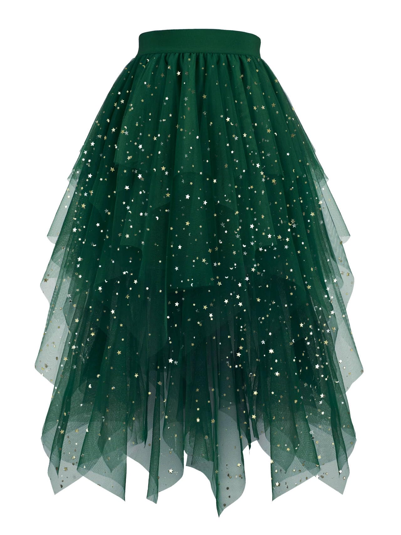 Hanpceirs Damen Tüll Röcke High Low Layered Puffy Fee Röcke A-Linie Midi Rock Unregelmäßiger Tutu Rock