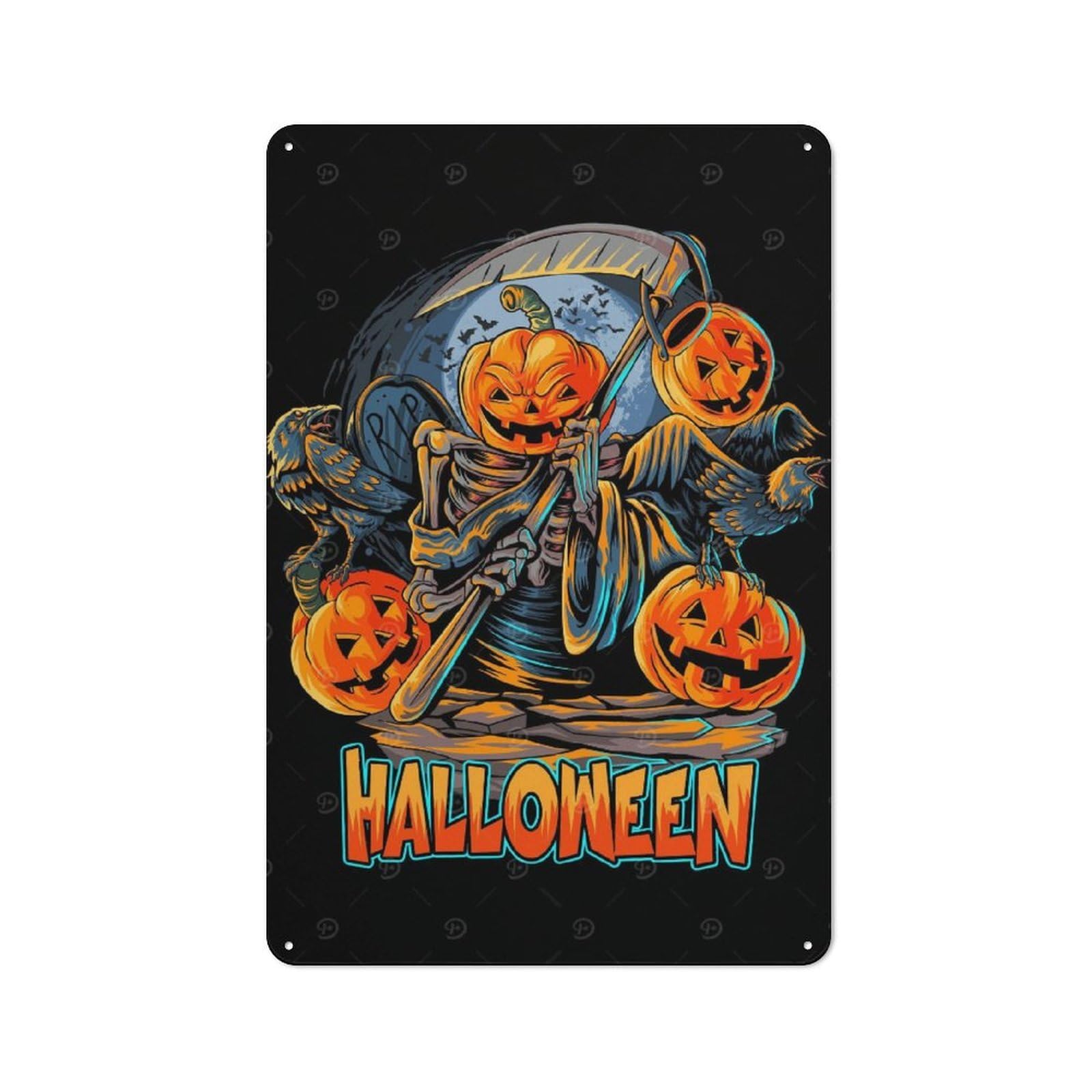 Metal Sign 30x20cm with Ghost Pumpkin for Hallway Wall, Rustic Decor, for Wall Display Collectors