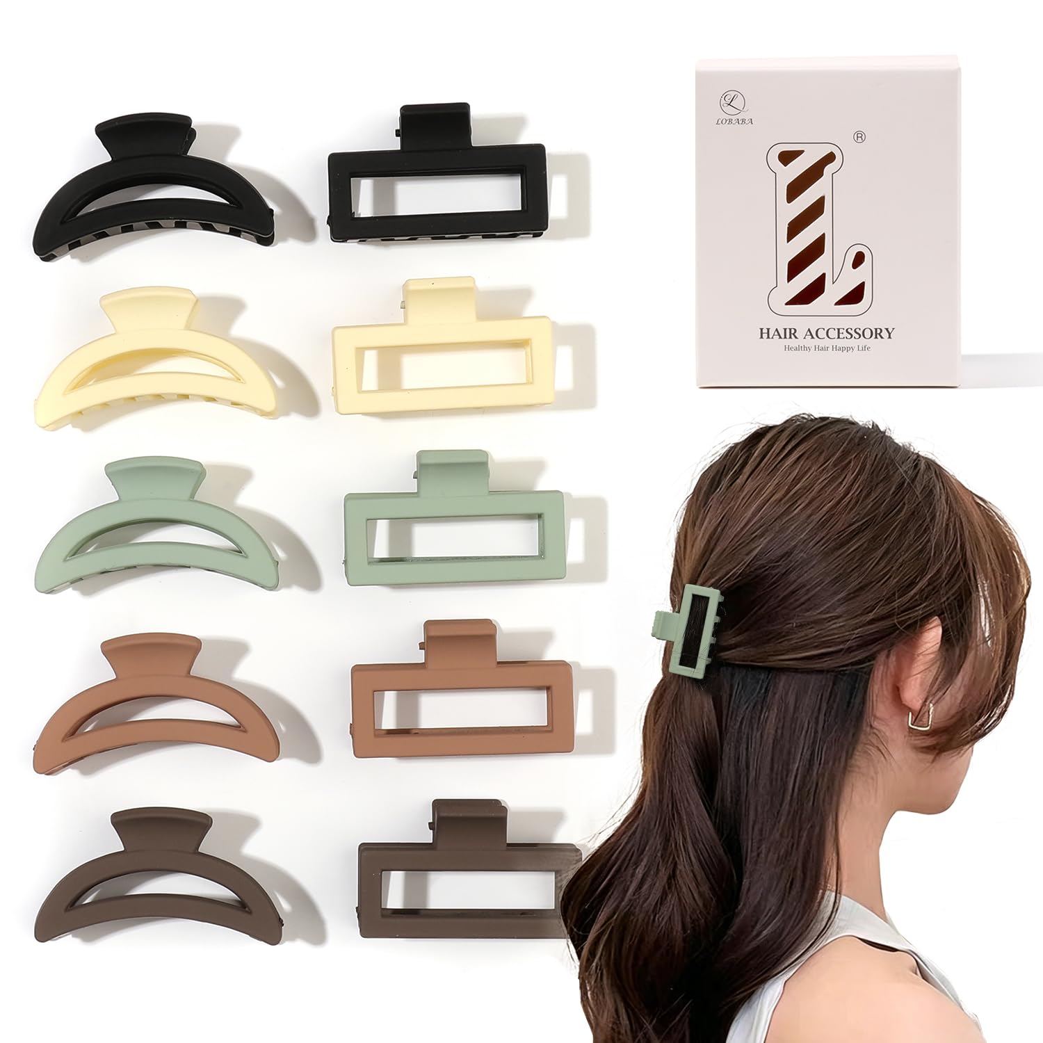10 Pcs Hair Clips for Women,Multiple Shapes Matte Clips for Thick Thin Hair