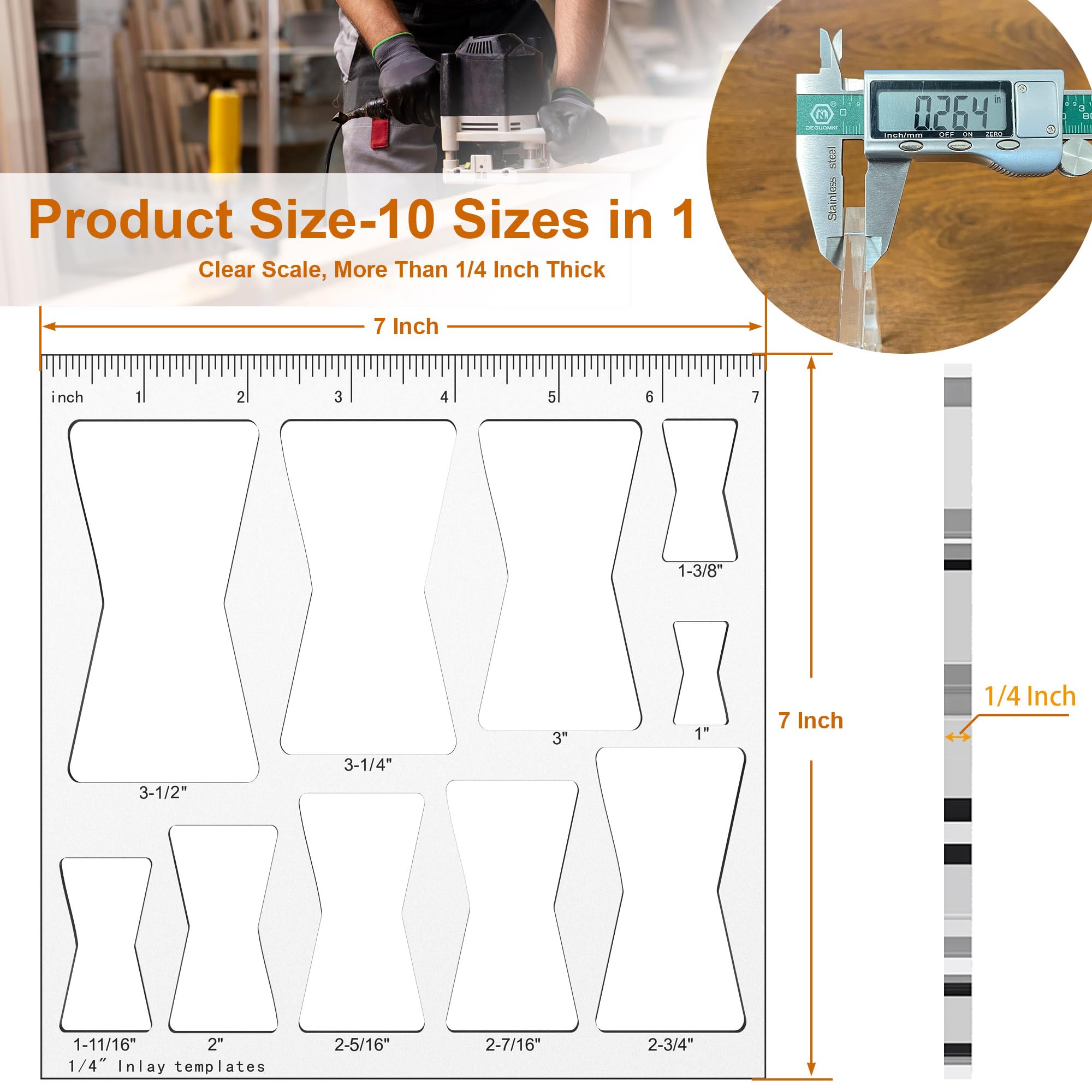 Snapklik.com : inBovoga 7 7 Inch 10 In 1 Router Templates For Woodworking
