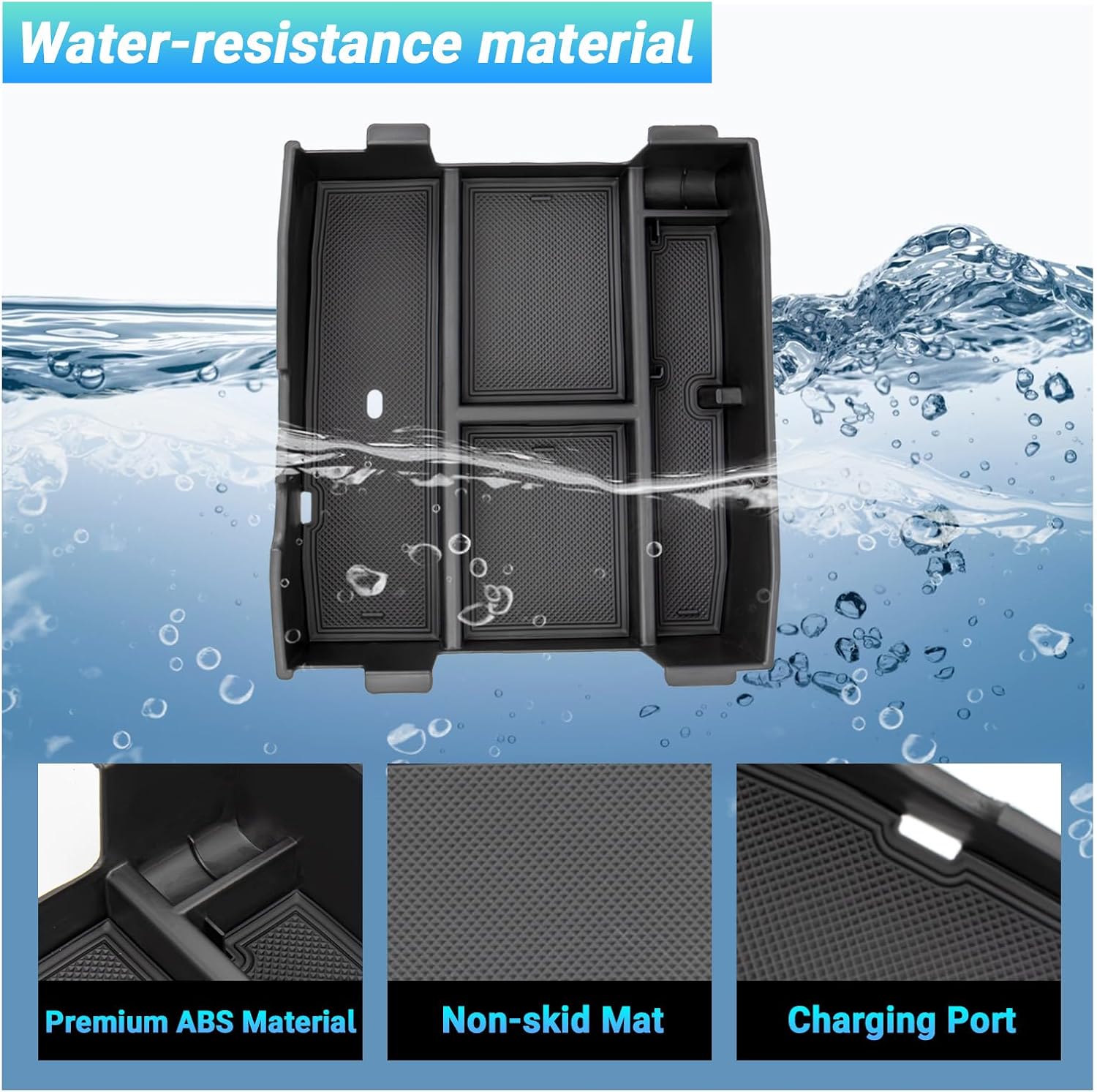 Center Console Organizer Compatible with 2023 2024 2025 2026 Ford F250 F350 F450 F550 Super Duty Accessories, Center Console Tray with Internal Divider (Only fit Full Consoles & Bucket Seats)