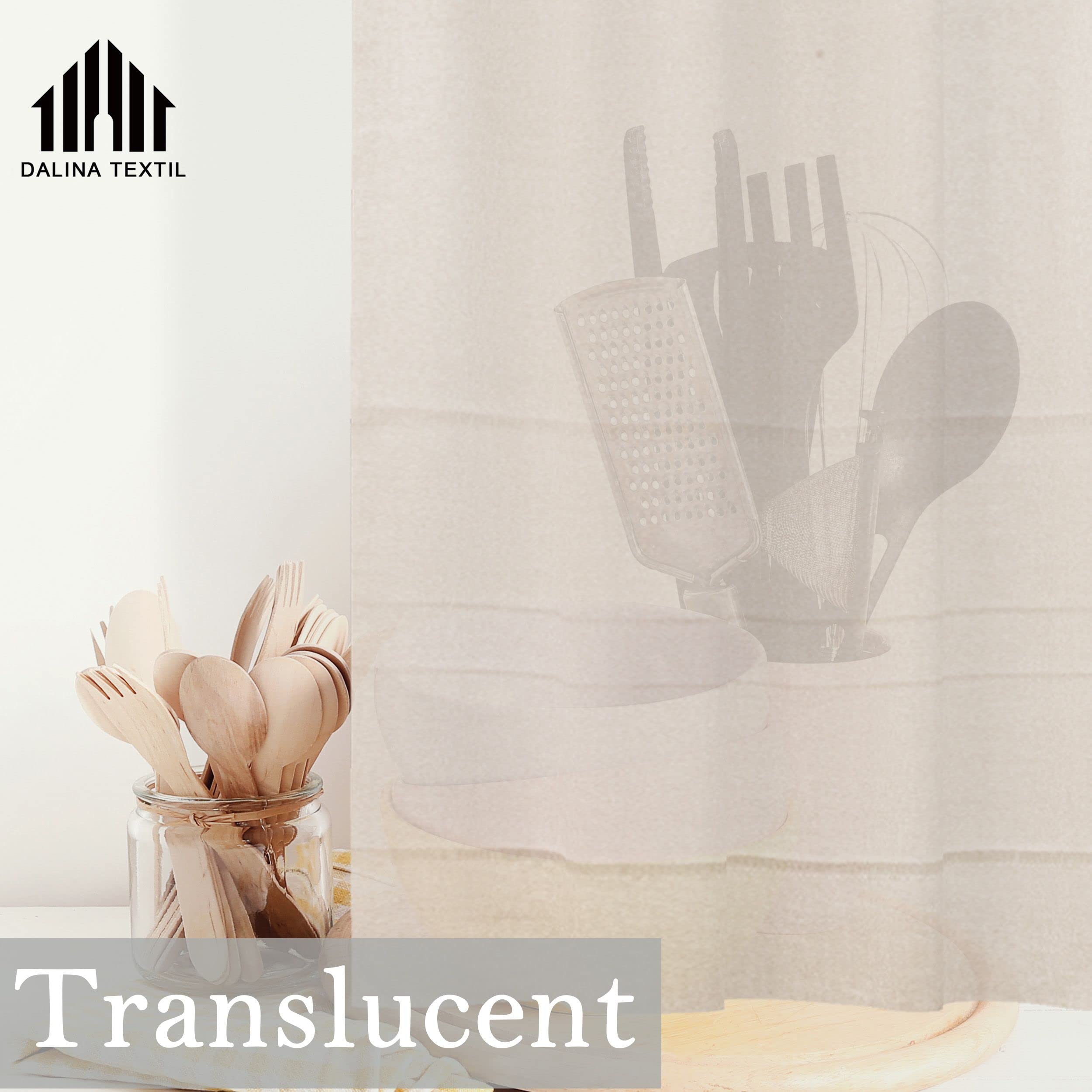 Tenda Da Cucina Traslucida DALINA Textil In Chiffon Beige, 90x210 Cm, A Righe, Leggera, 100% Poliestere, Lavabile In Lavatrice, Per Porta E Finestra. - 5