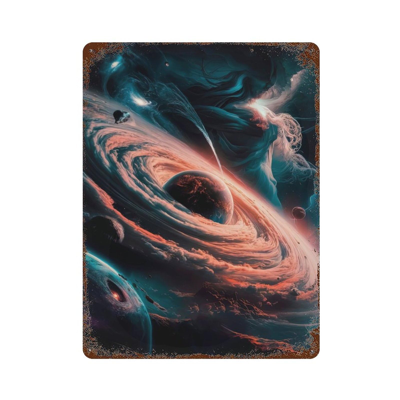 Galactic Vortex Decorative Tin Sign 15.7"x11.8", for Bistro, Counter And Cafe Decor, Retro Wall Decor