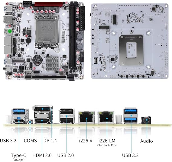 LGA 1700 Mini ITX Mainboard Q670, 8 Bay NAS Motherboard 3 x M.2 NVMe, 8 x SATA3.0 Board DDR5 with i226-LM 2.5GbE, PCIe5.0x16, USB C, Audio Port, Barebone NO RAM/SSD/OS