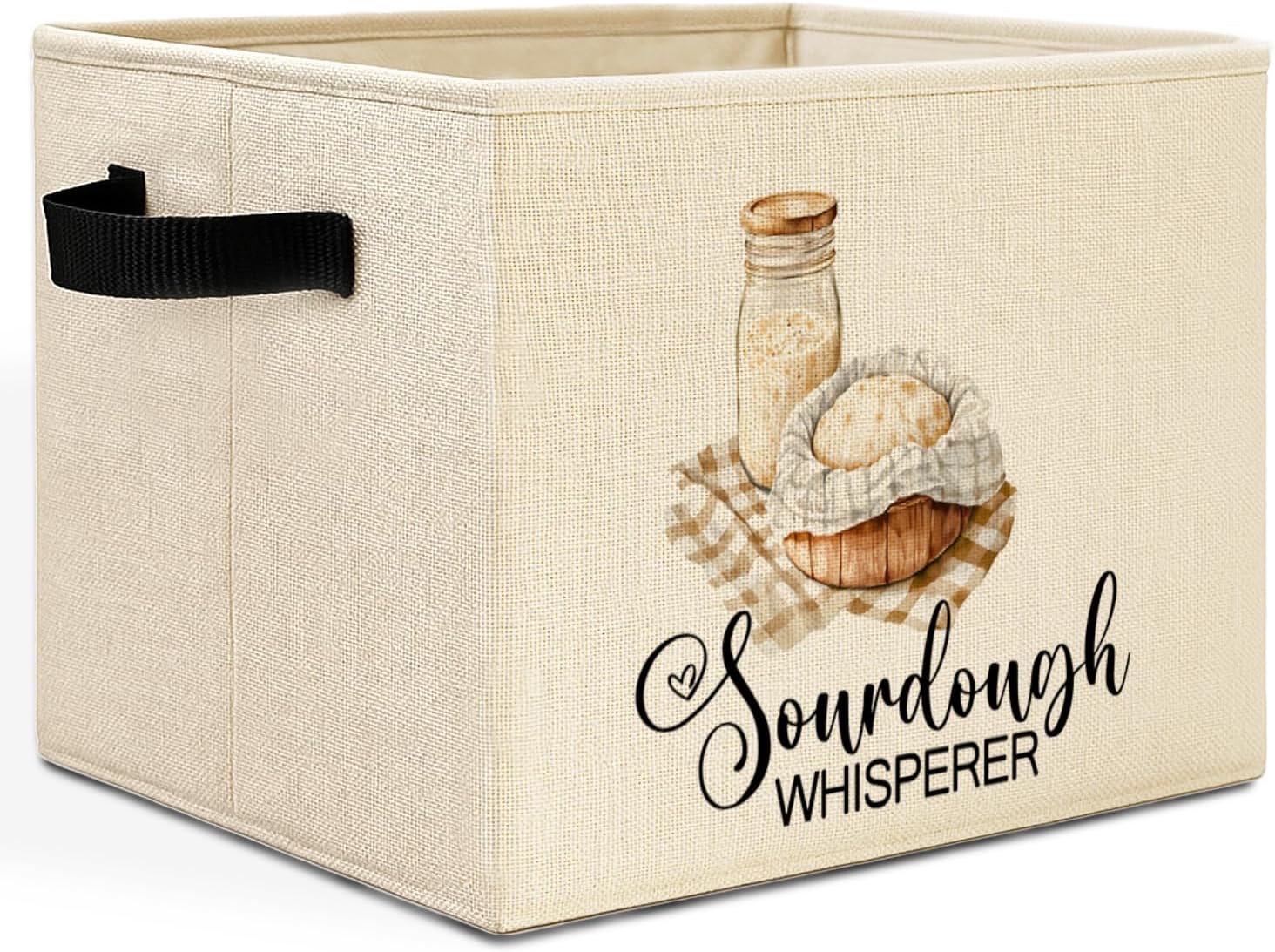Rustic Sourdough Baker Storage Bins Box with Handles, Sourdough Bread Bakers Baking Lovers Gifts Collapsible Basket Hamper Clothes Toys Organizer for Home Kitchen Bakery