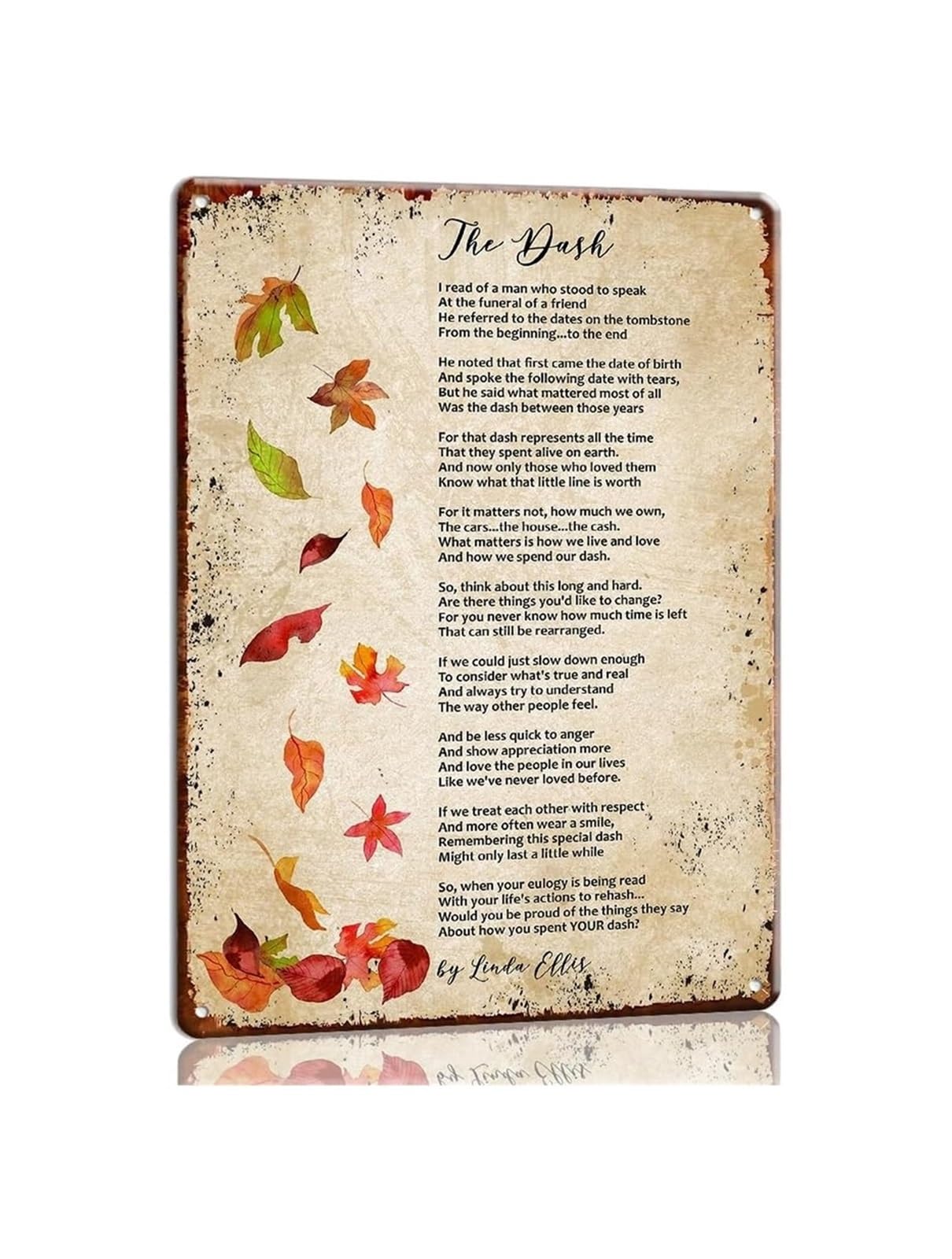 MDBJTCYZN Rustic The Dash Poem Metal Sign Vintage Wall Hanging Poetry Decor for Living Room Bedroom Man Cave Office Farmhouse Style Artwork 8 X 12 inch