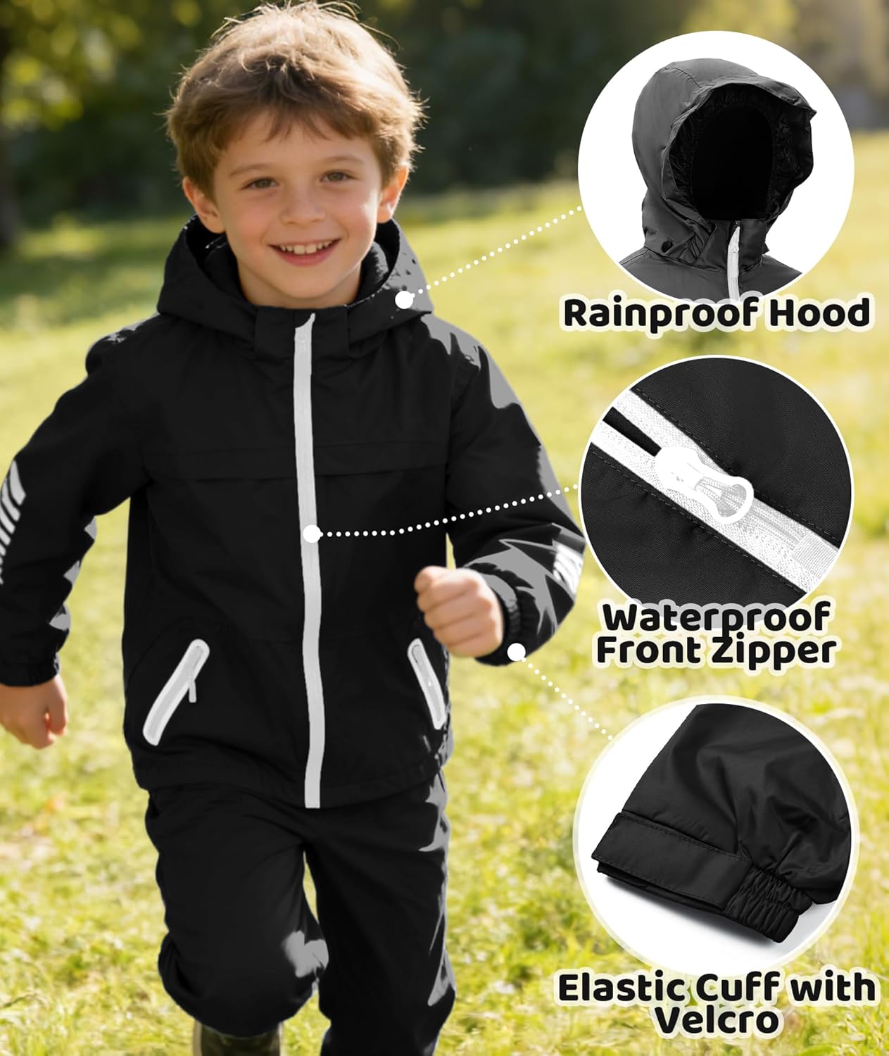 SWISSWELL Kids Rain Suit Boys Girls Waterproof Rain Jacket and Pants for Golf Fishing