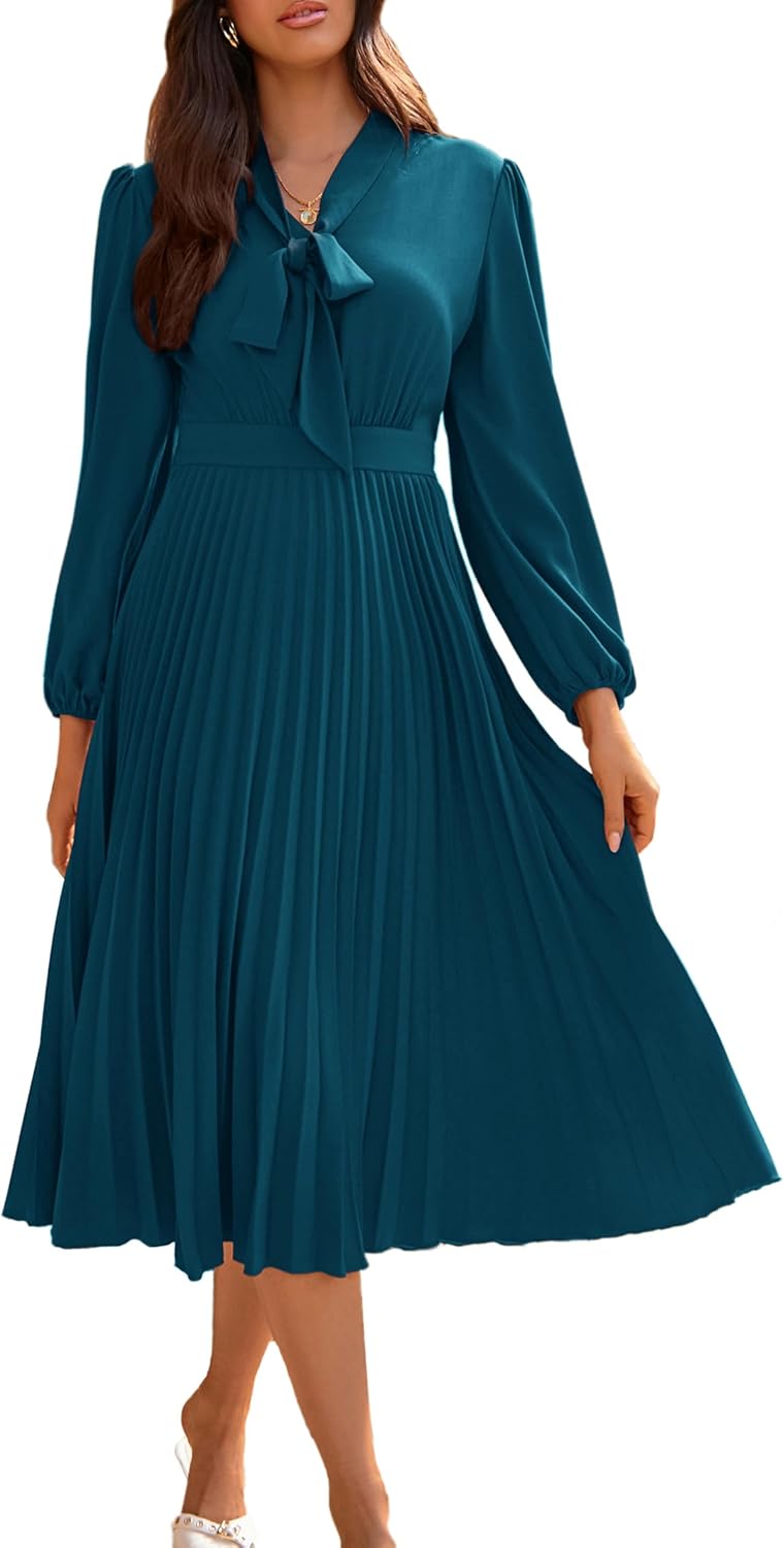 Grace Karin Women’s 2025 Fall Pleated A-Line Midi Dress