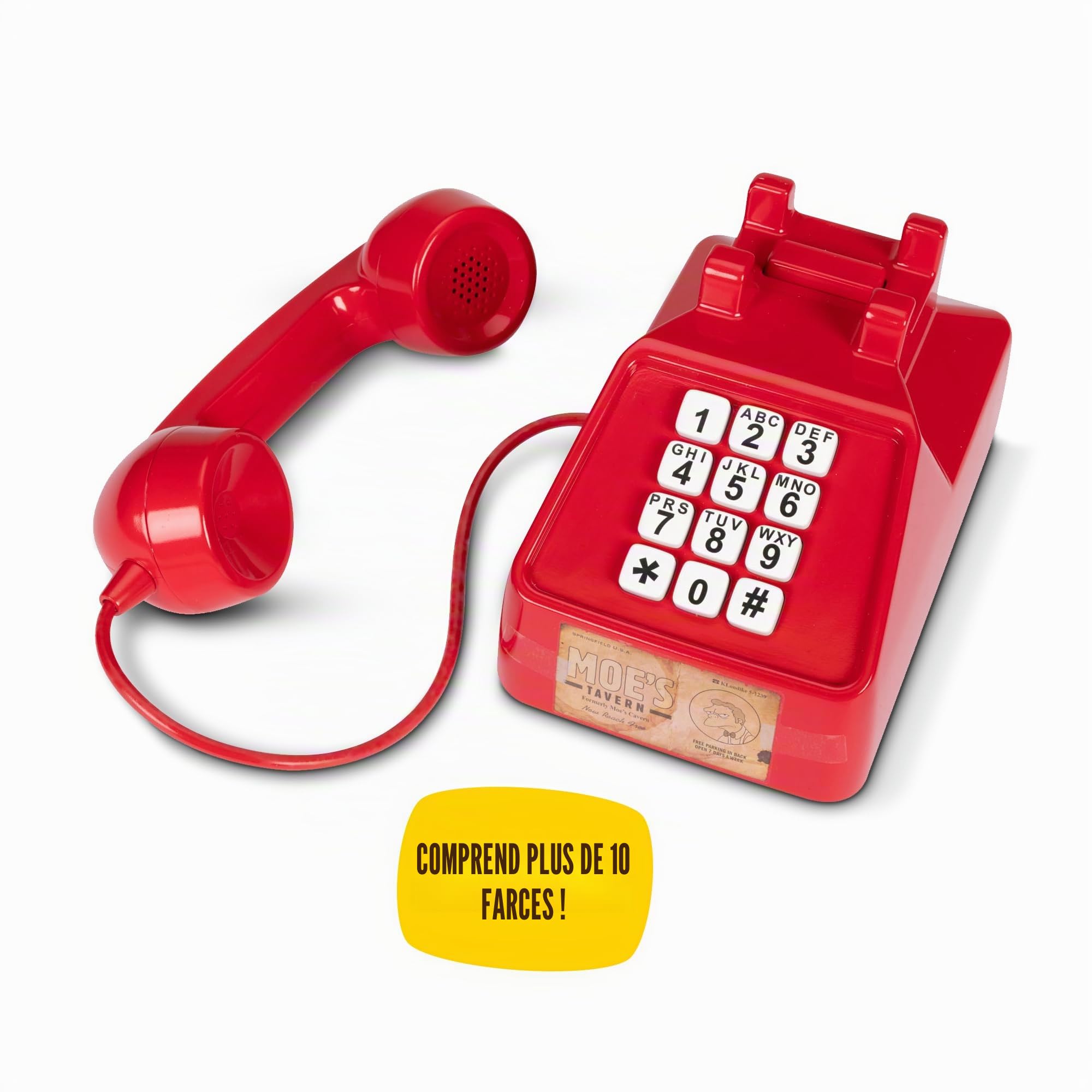 Les Simpson - Téléphone Farceur de Moe - 10 Appels Prank et Phrases - Produit Officiel - 2 Modes - Cadeau pour Enfants et Collectionneurs - Jouet pour Enfants - 3 Piles AAA Incluses - 14 Ans et +