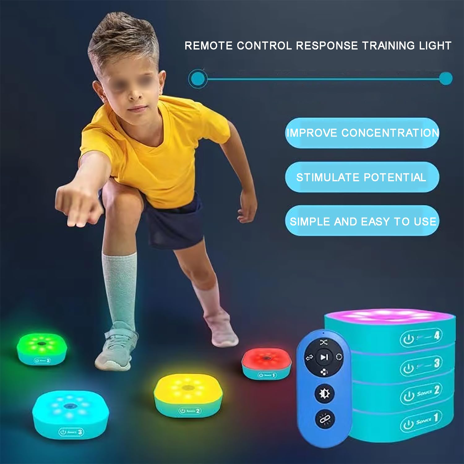 Lumière D'entraînement De Vitesse De Réaction Agile, équipement D' entraînement De Réaction, Télécommande à 4 Modes Et 4 Couleurs De Lumière, Lampe D'i, 3light Lumière D'entraînement De Vitesse De Réaction Agile, équipement D' entraînement De Réaction, Télécommande à 4 Modes Et 4 Couleurs De Lumière, Lampe D'i, 3light