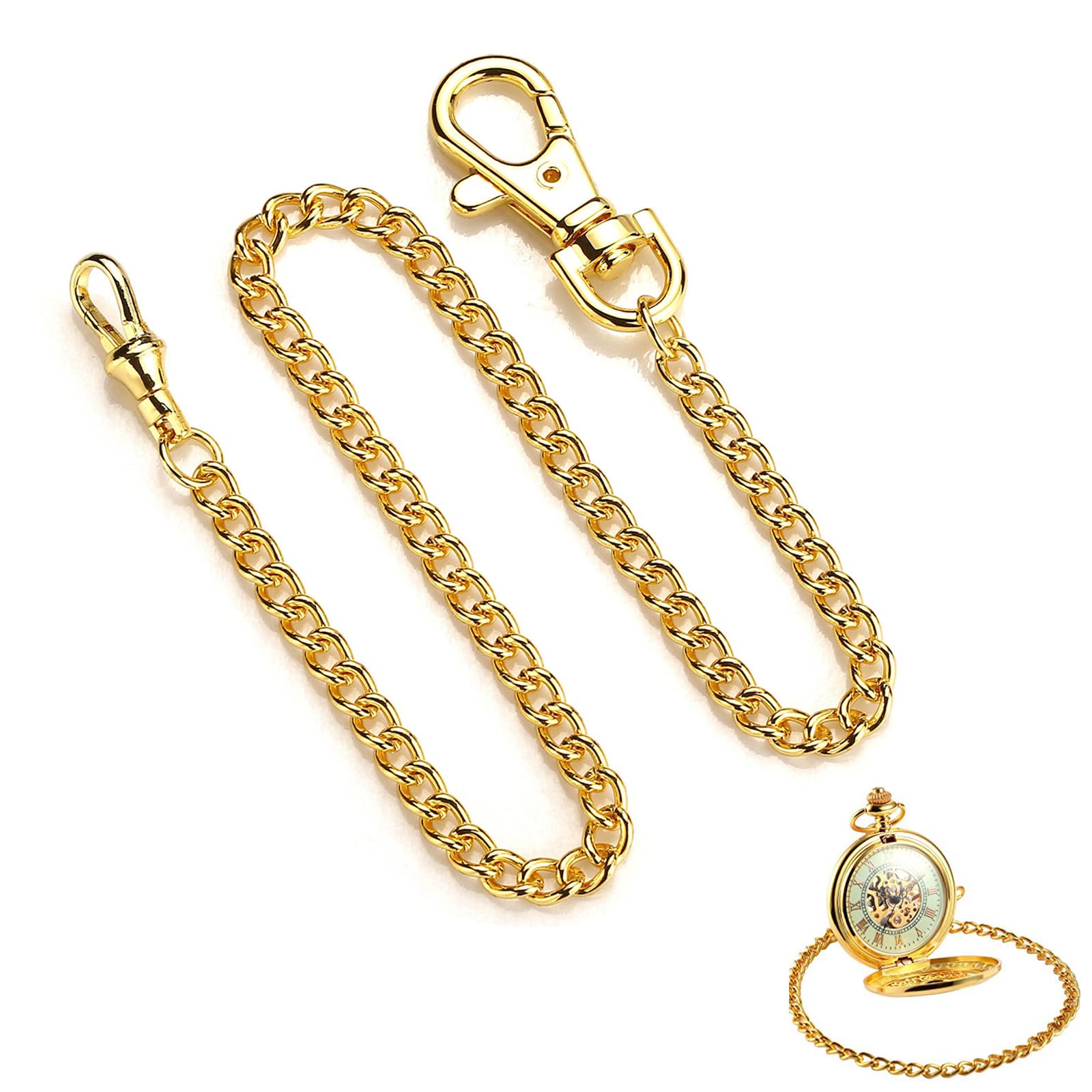 Catena Per Orologio Da Tasca Oro - 37.6cm, Con Fibbia Aragosta, Regalo Elegante Per Uomo