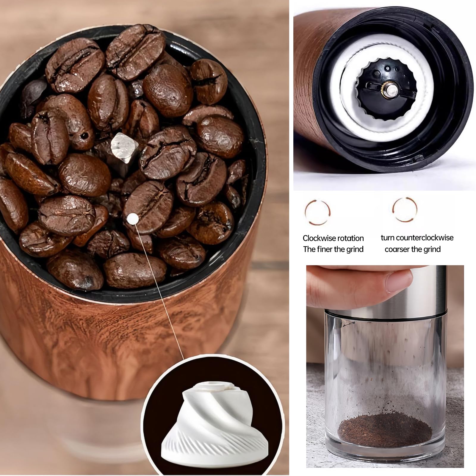 Moulin à Café Manuel - Broyeur En Acier Inoxydable - Réglable - Parfait Pour Café Frais à La Maison, Camping, Bureau - 10