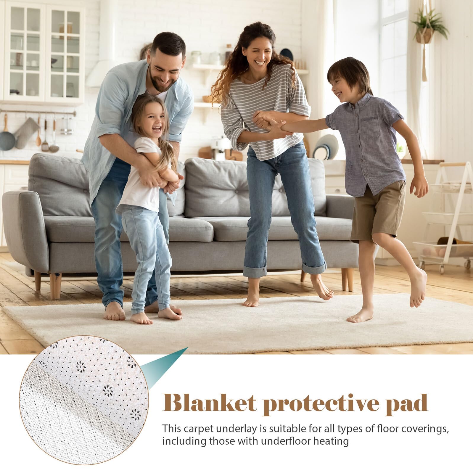 Tapis sous-Couche de Tapis Le Glissement en PVC Blanc Antidérapant 200x300 Cm pour Protection du Sol et Installation Facile