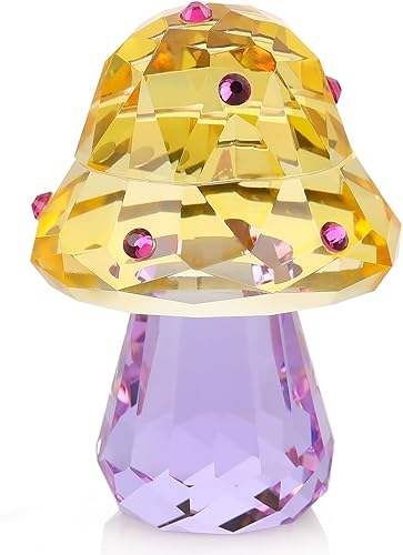 Vista 8 de Enjinkail Figura de cristal de hongo, bonita decoración de escritorio para el hogar con circonitas brillantes, regalos de hongos Kawaii para Champán