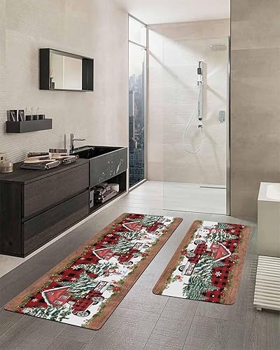 Miniatura 2 de Tapete de baño de Navidad para bañera, antideslizante, de secado rápido y absorbente, de tierra de diatomeas, tapete de cocina, tapete rojo de