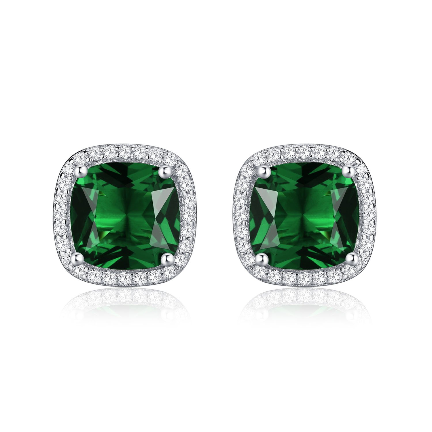 Diamond Treats Strahlenkranz-Ohrstecker aus 925 Sterling Silber mit Cubic Zirkonia in Weiß, Blau, Grün, und Rot, massive Silber bunte Ohrstecker für Damen