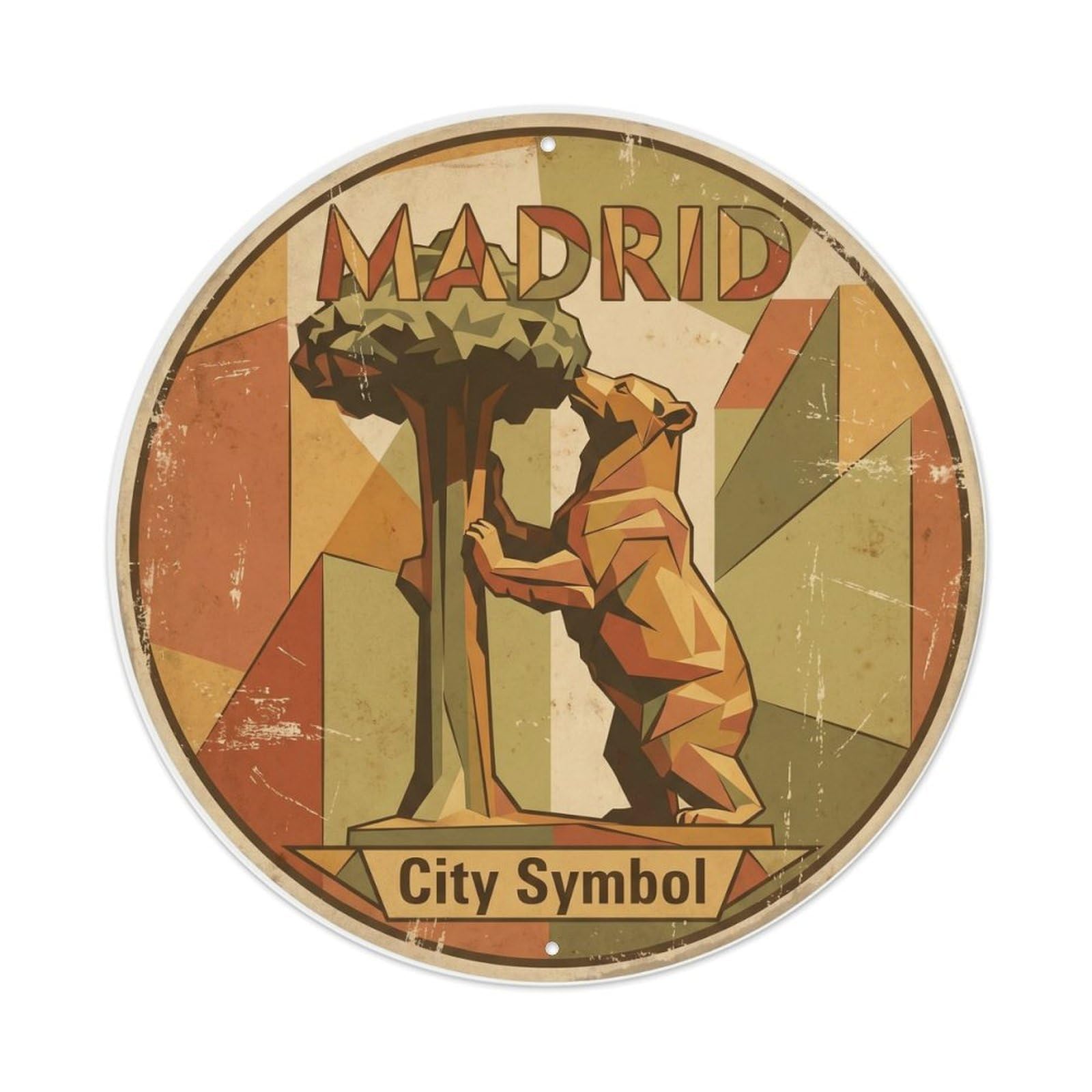 Vintage Travel Bear Madrid Metal Tin Sign