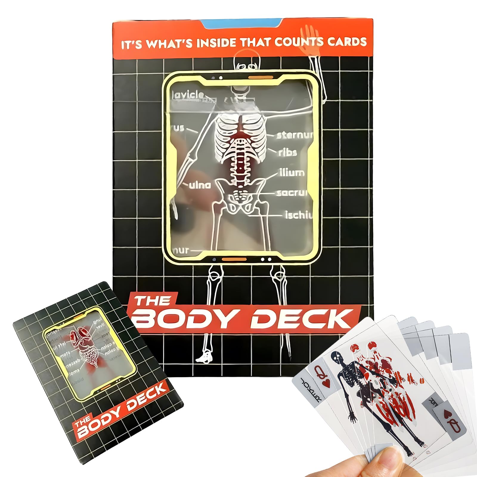 zhongko The Body Deck, The Poker for Magic Games, 3D Image Educational Playing Cards, Decks of Translucent Playing Cards Funny Transparent Human Anatomy Play Card for Med Students