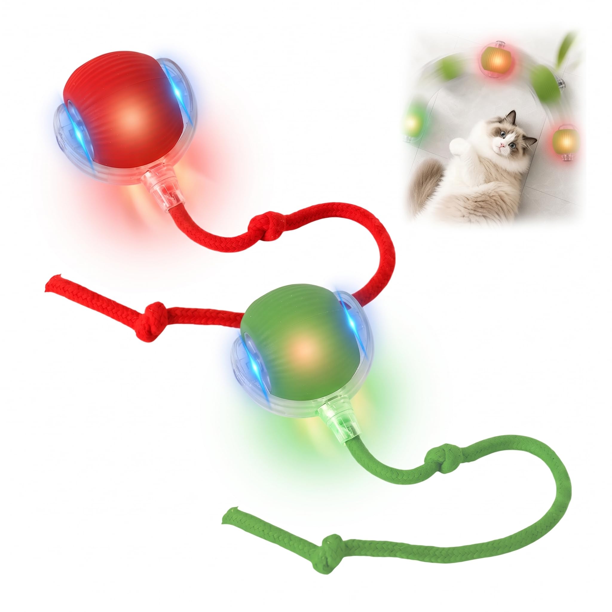 Mnuwoee 2 Pcs Interactive Cat Ball Toy Interactive Pet Toys for Dogs ＆ Cats