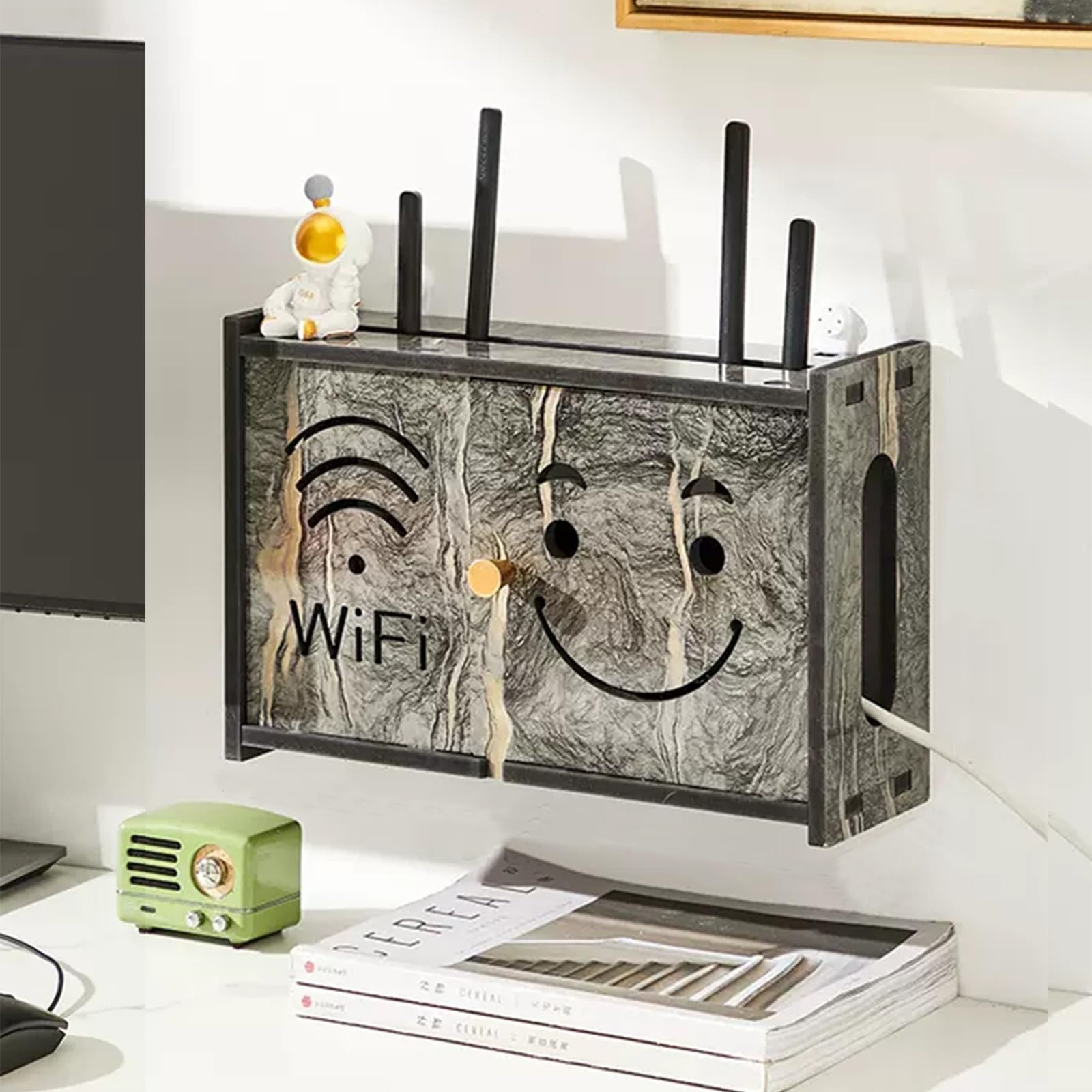 Pinewood Cable Management Cover Floating Wall Mount Router Shelf ...
