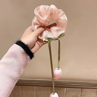 Forest style tulip flower headband for women and girls-lily shaped hair ribbon for women, floral design with bow knot, perfect for hairdressing with handbag, scarf, purse (1 option, 1 pcs)