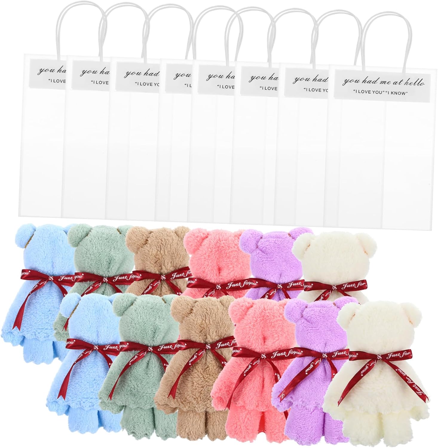 Ipetboom 12 Pcs Bear Hand Towels & Face Cloths - Coral Fleece Towels for Bathroom, Home, Party & Makeup Cartoon Washcloth