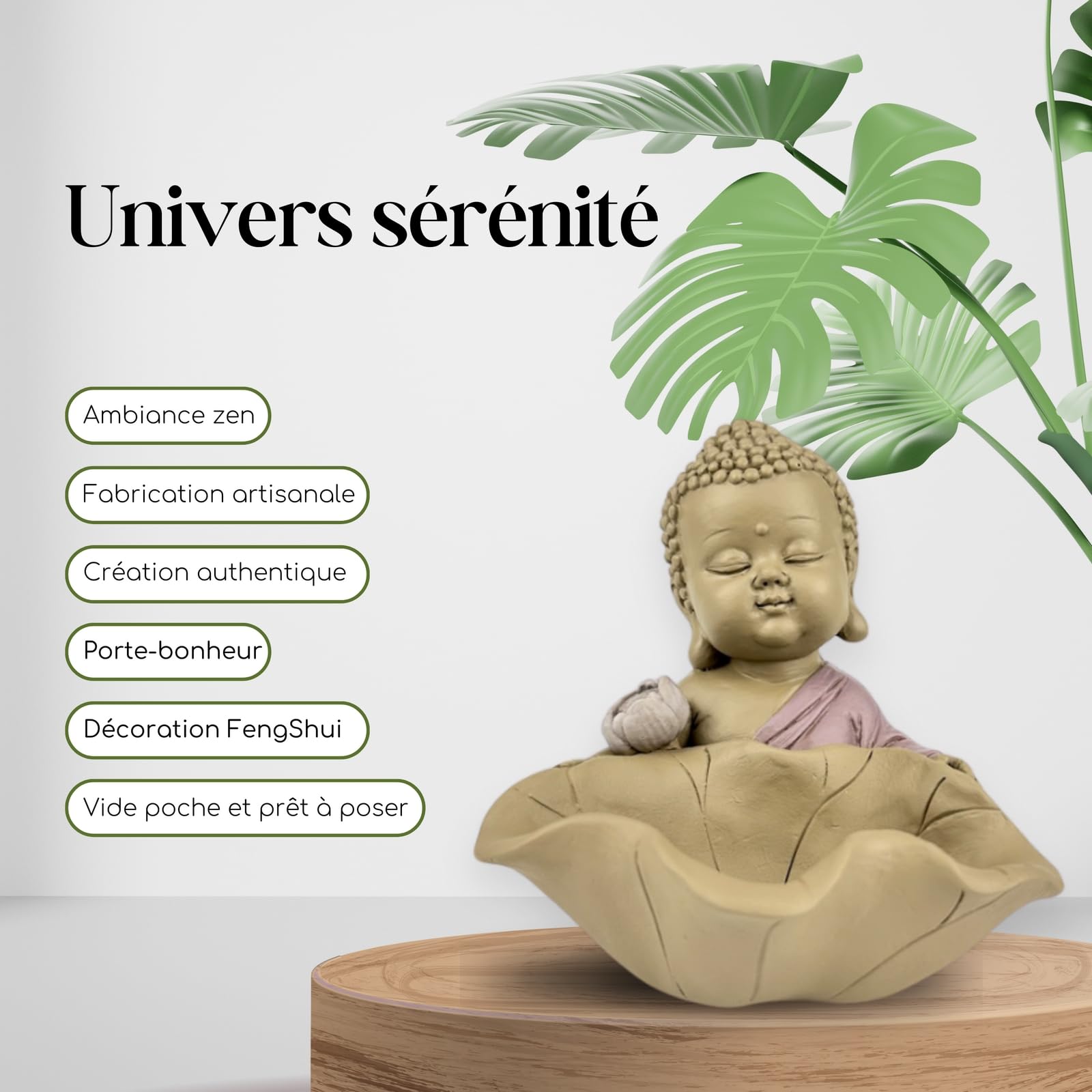 Zen Light Statua, Resina, Rosa & Beige, H 10,5 - 9
