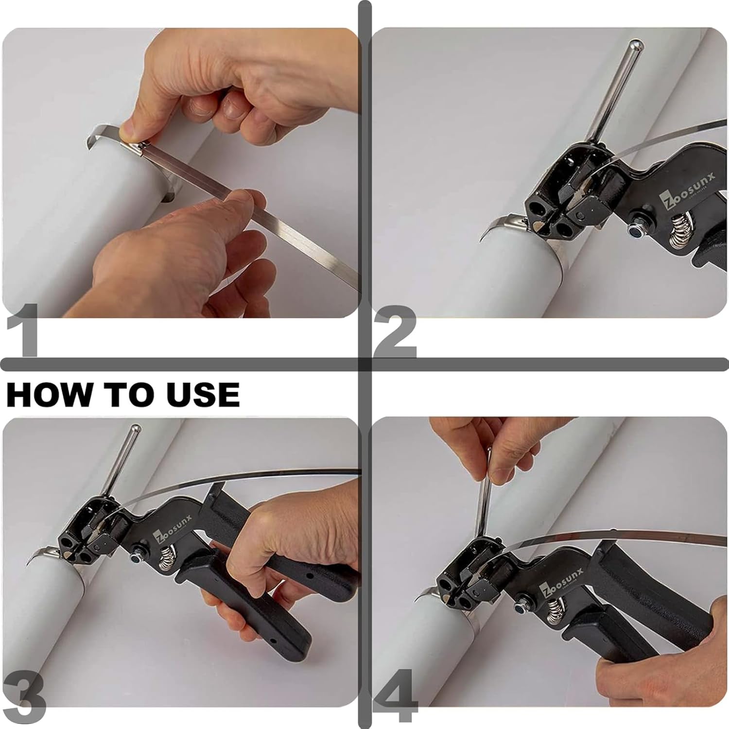Metal Zip Ties Tool, Stainless Steel Cable Tie Gun, Use for Cutting and Fastening up to 12mm Width Heavy Duty Metal Zip Tie. Used to Repair Fences, Pipes, Chain Links, Head Wrap.