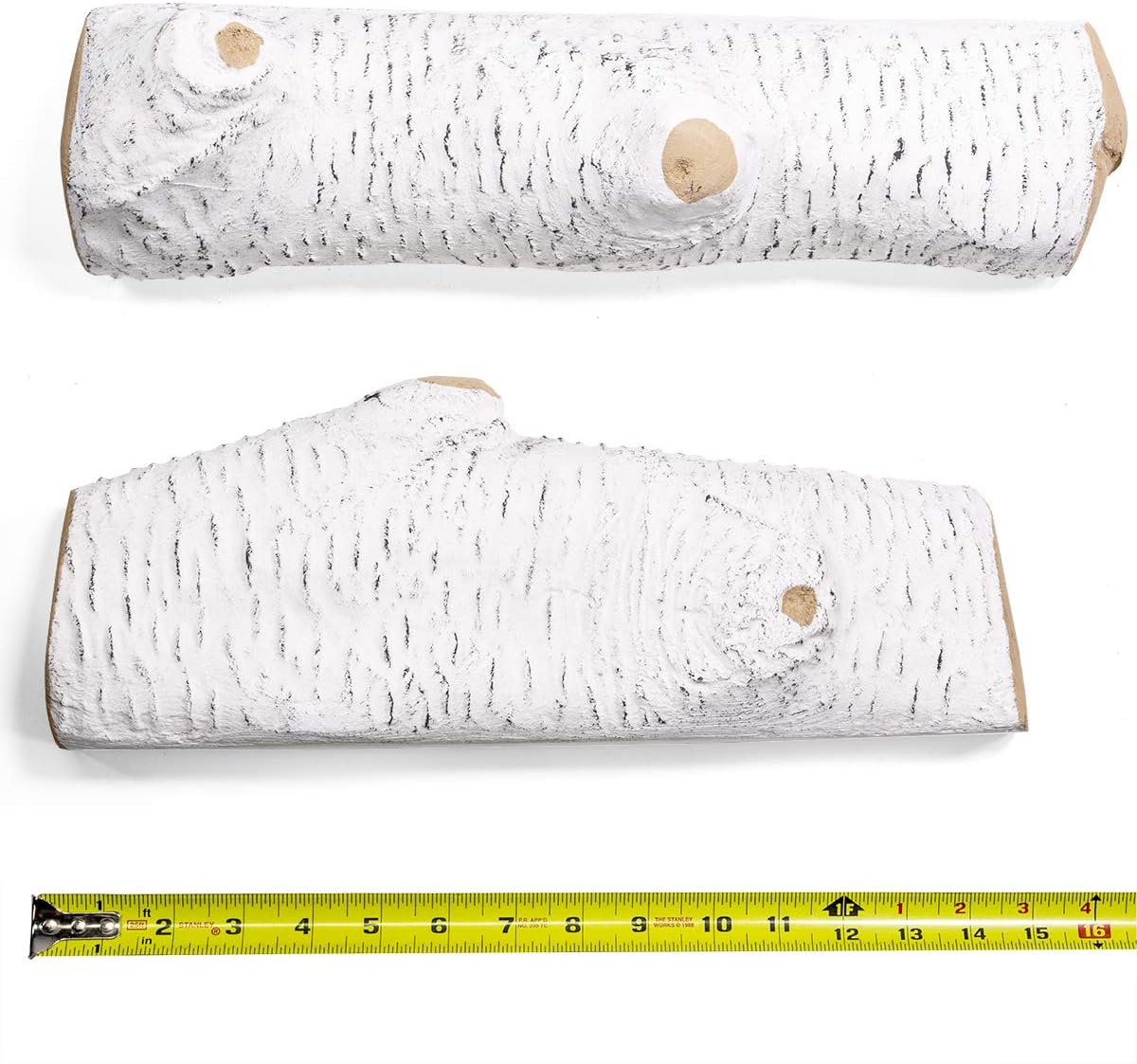 Barton 6Pc Ceramic Log Set Birch Wood Style w/Stackable Gas Heat Resistant Outdoor Indoor Fireplace Fire Wood Fake Realistic