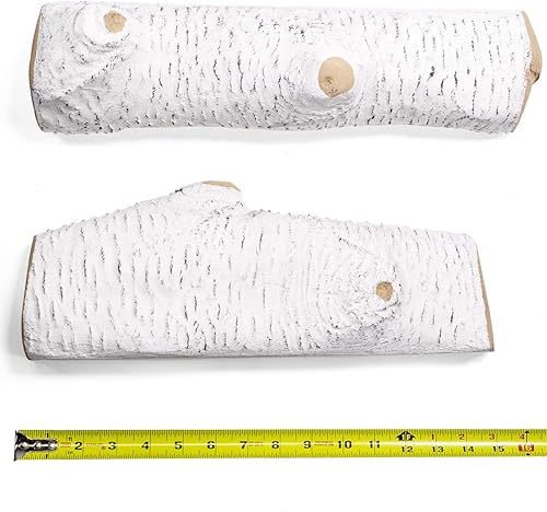 Miniatura 6 de Barton Juego de troncos de cerámica de 6 piezas, estilo madera de abedul con apilable, a gas, resistente al calor, para exteriores, interiores,