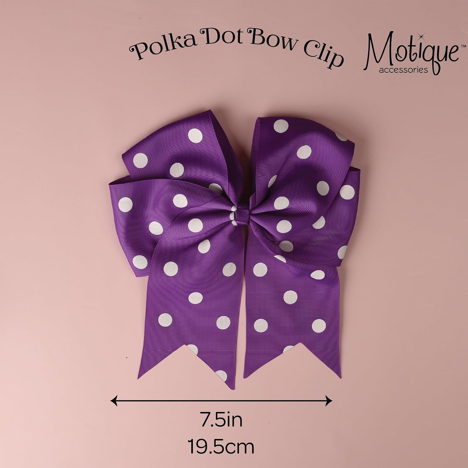 7.5 Inch Polka Dot Hair Bow with Tails Grosgrain Ribbon Hair Clip (Purple) image 5
