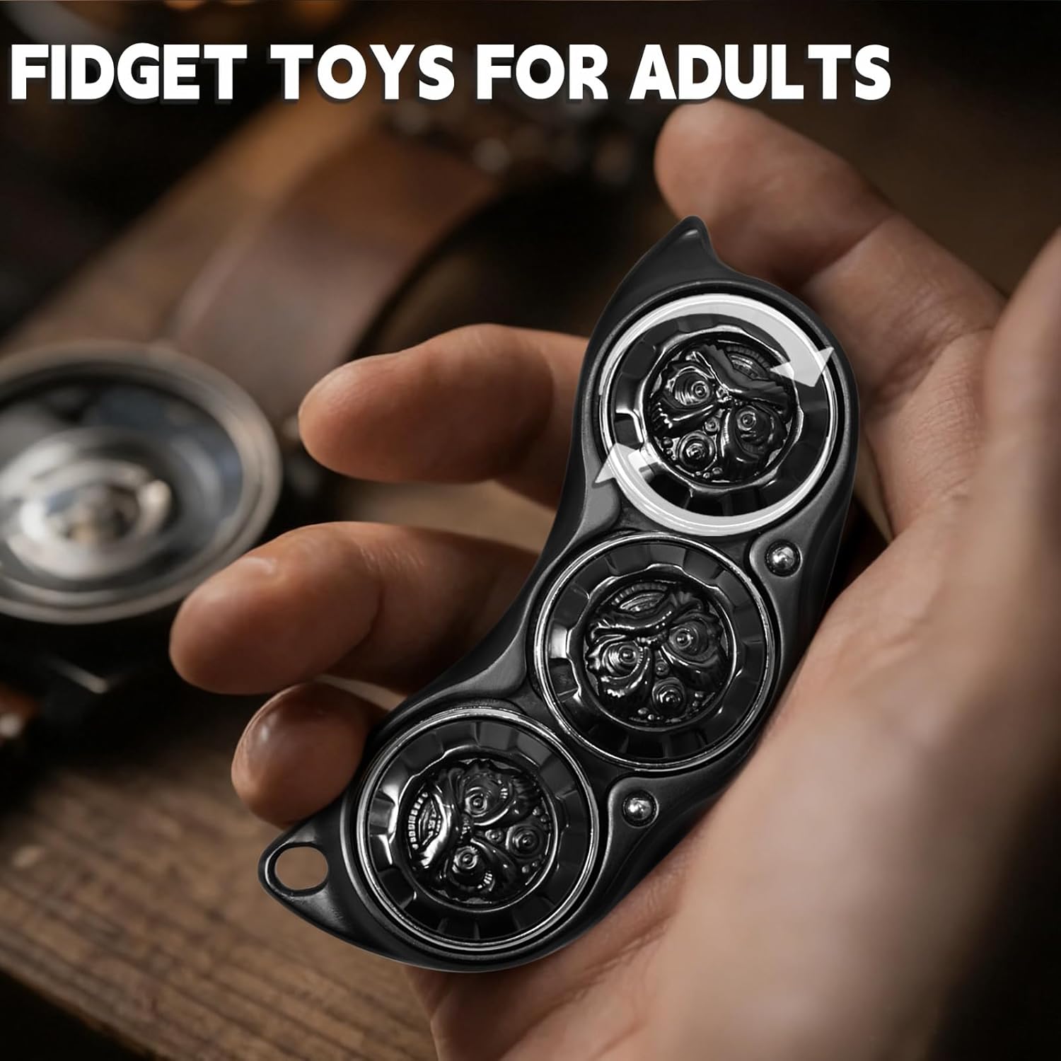 SKEDC Pea Pod Fidget Slider , 2-in-1 Alloy Metal Fidget Toys for Adults, Stress Relief Desk Gadget with Ratchet Like Haptic Feedback