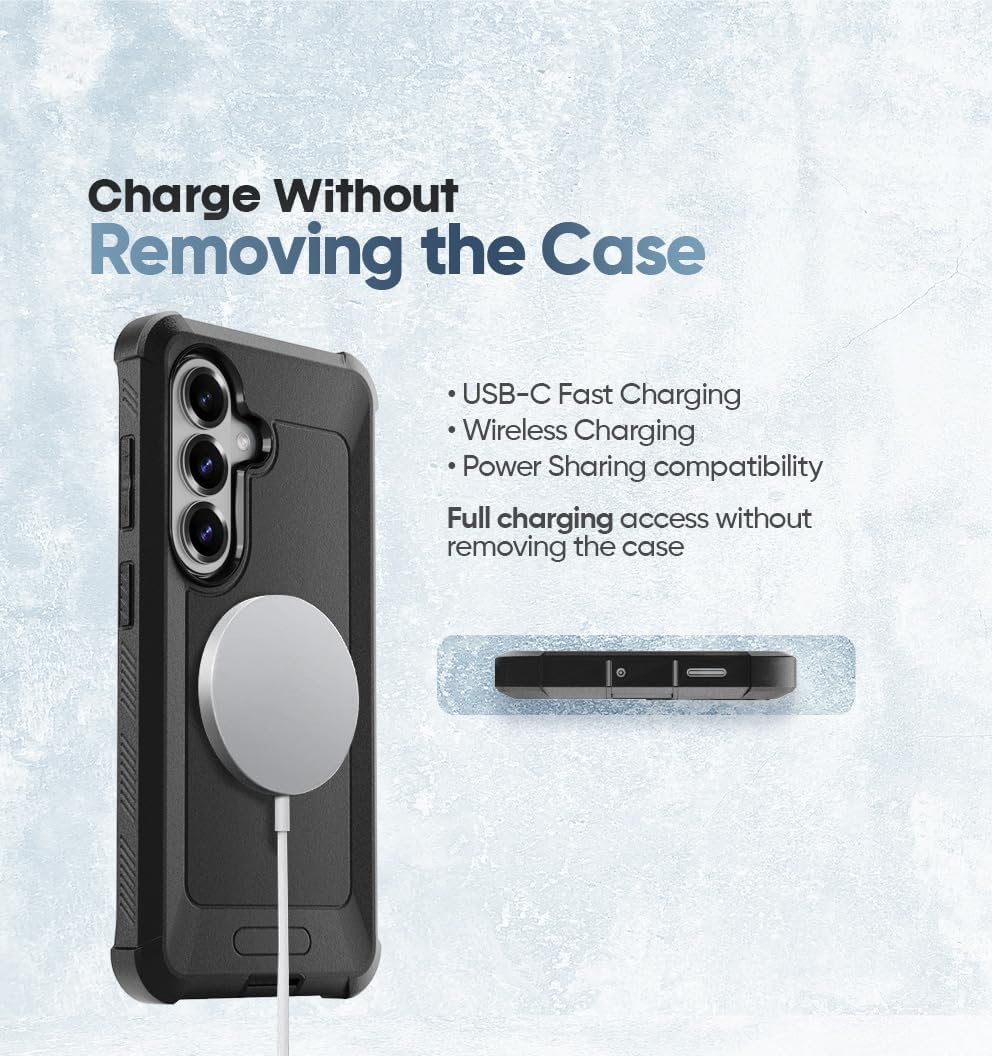 MOTIVE Phone Case Samsung s26, Belt Clip Holster, Rugged Bumper, Multi-Layer Protection, Reinforced Corners, Port Cover, Military Grade, s26 Case Magsafe | 6.3" - Bunker Series