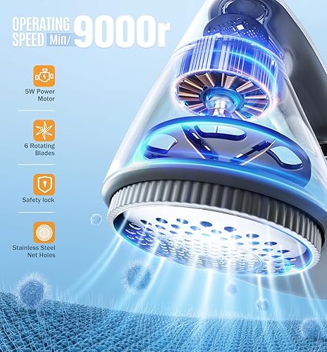 Miniatura 2 de POPCHOSE Afeitadora de tela removedor de pelusa recargable con 6 cuchillas y cepillo electrostático elimina eficazmente y rápidamente la pelusa para